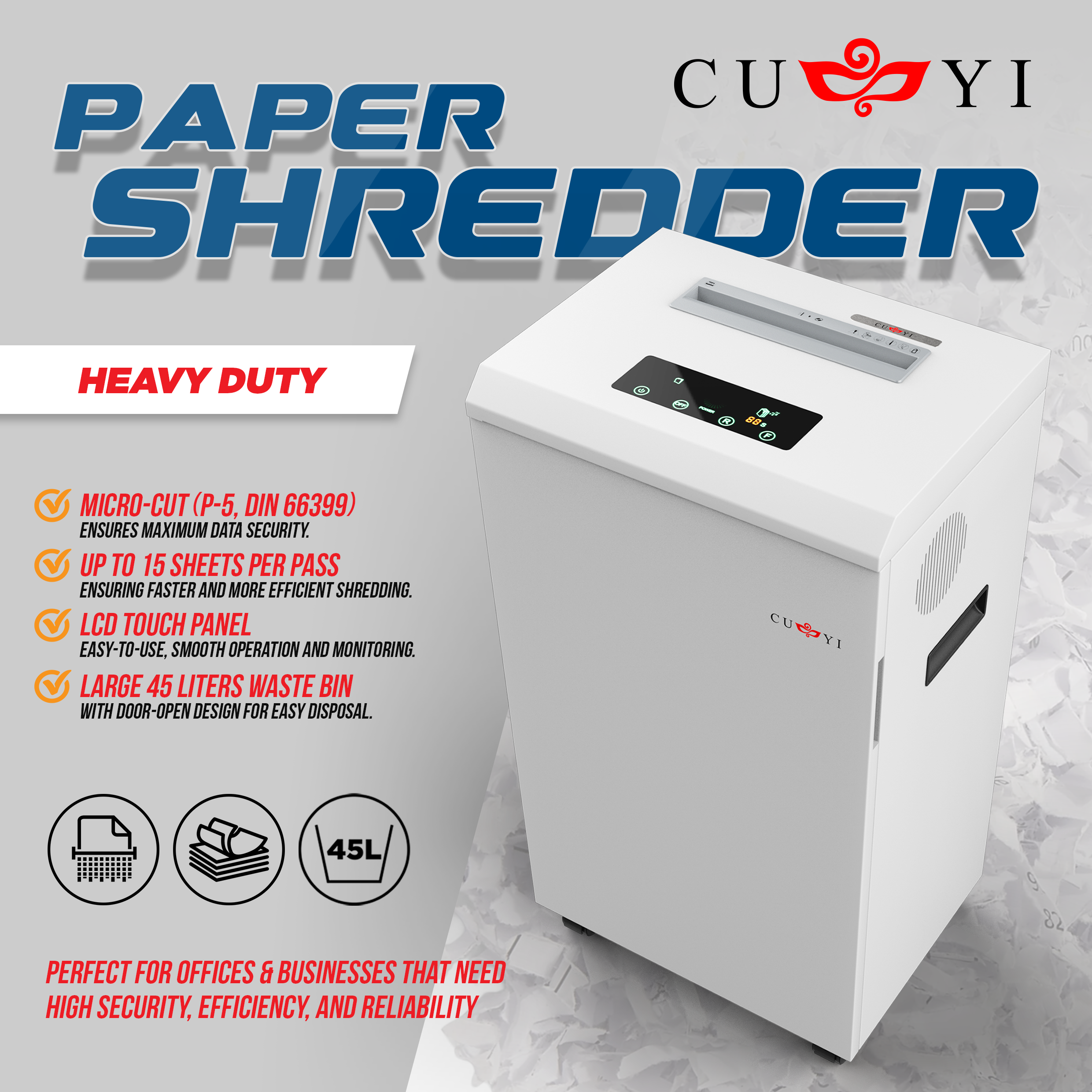 Cuyi Paper Shredder 45L ๐