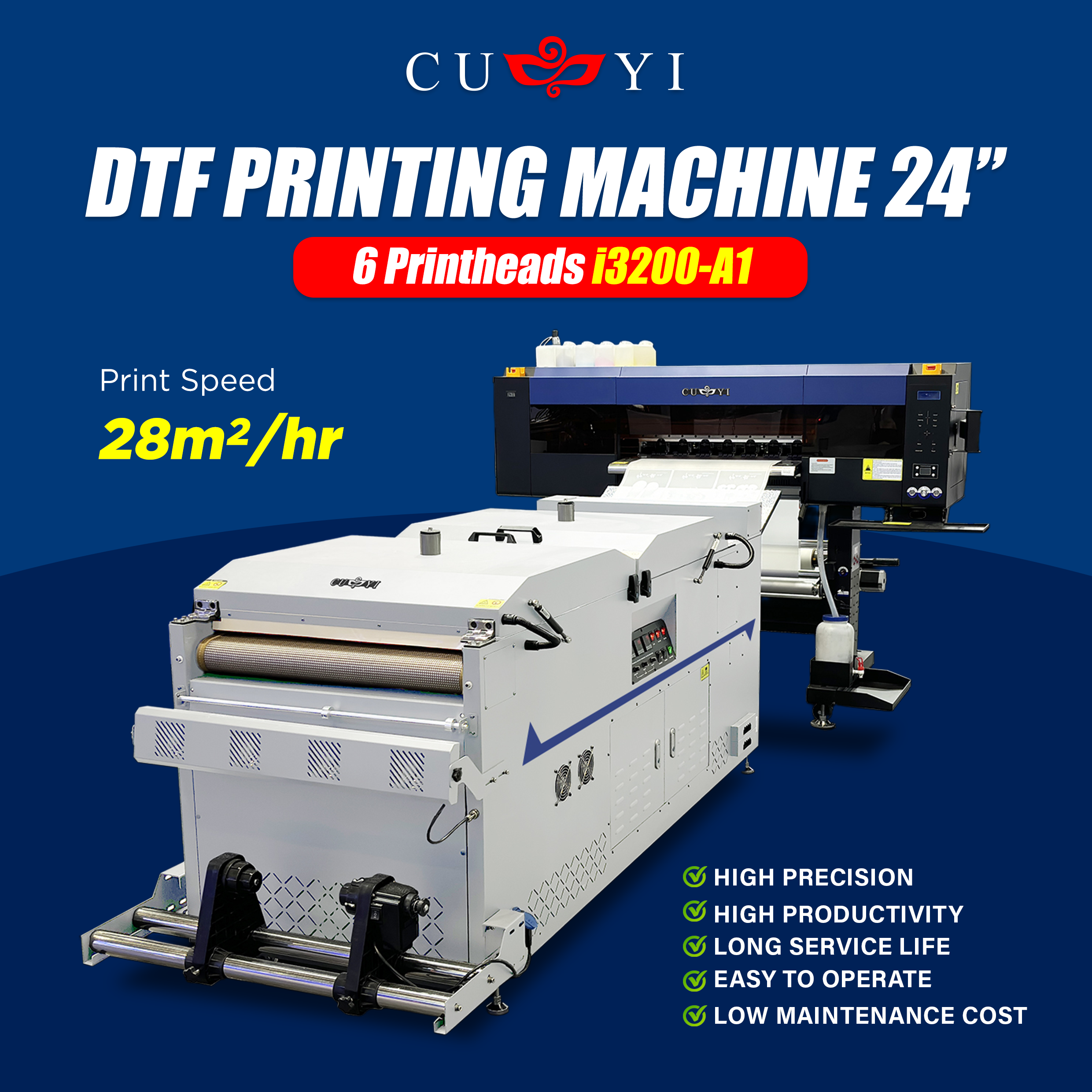 CUYI DTF Machine 6Heads i3200 24" π