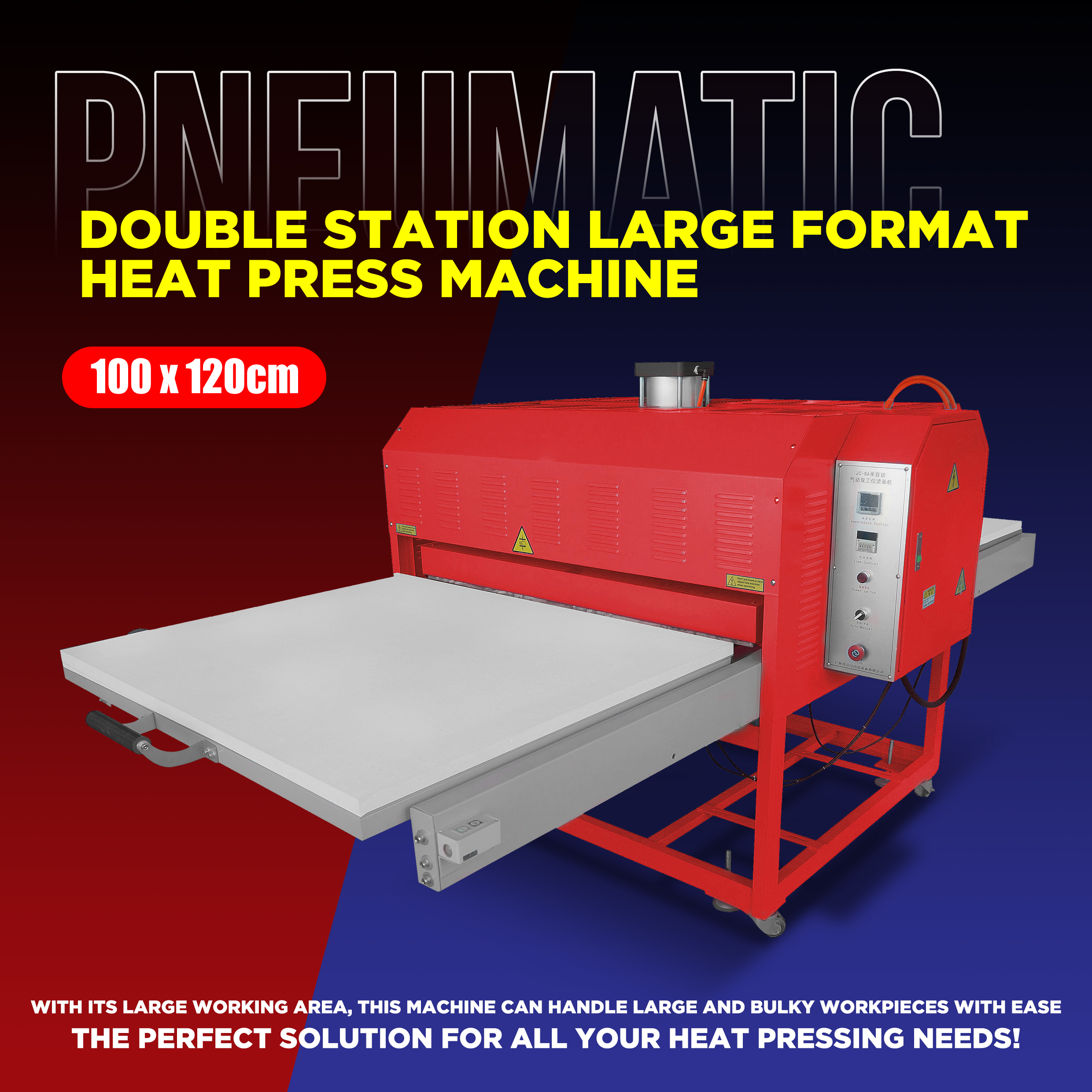 Pneumatic Double Stations Heat Press 39.5*47.4Inch(100*120CM)