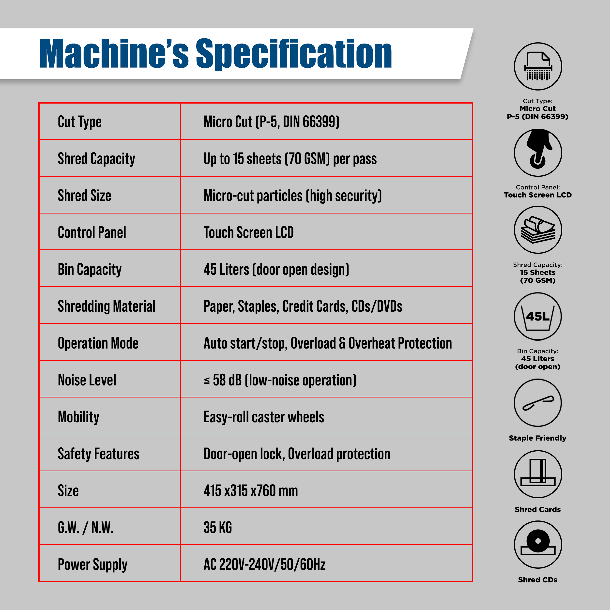 Cuyi Paper Shredder 45L