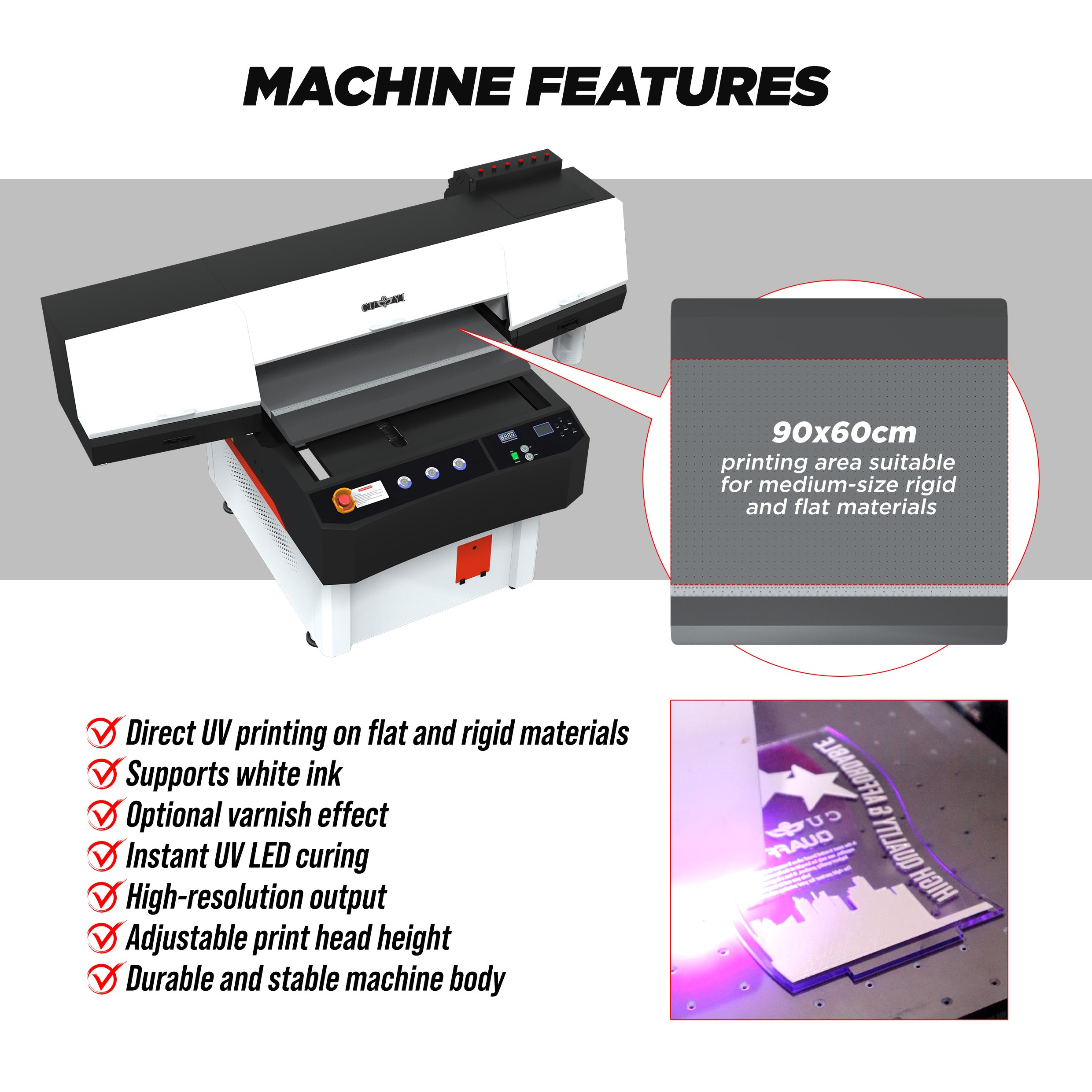 CUYI 9060 UV Flatbed Printer 3 HEADS F1080-A1🆕