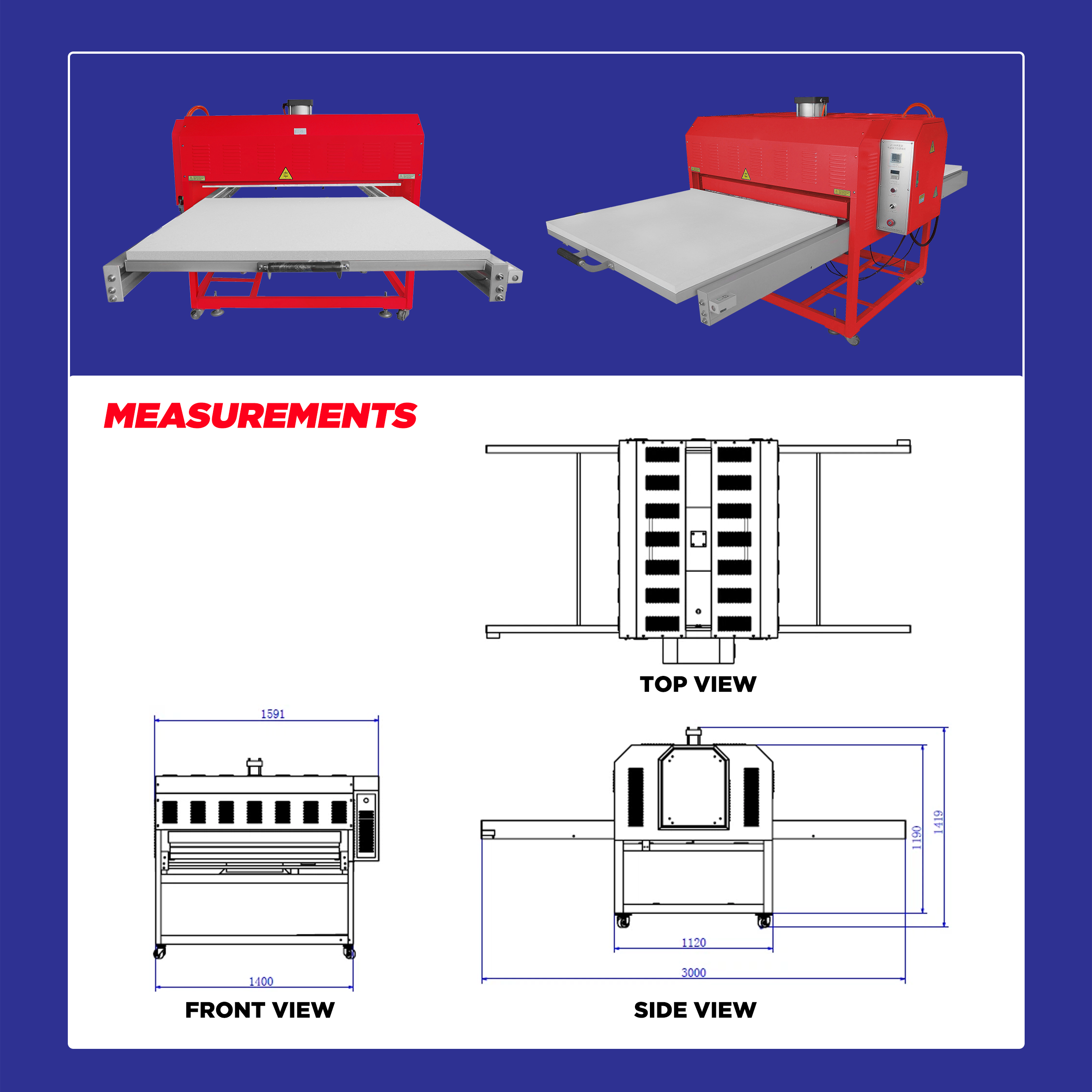 Pneumatic Double Stations Heat Press 39.5*47.4Inch(100*120CM)