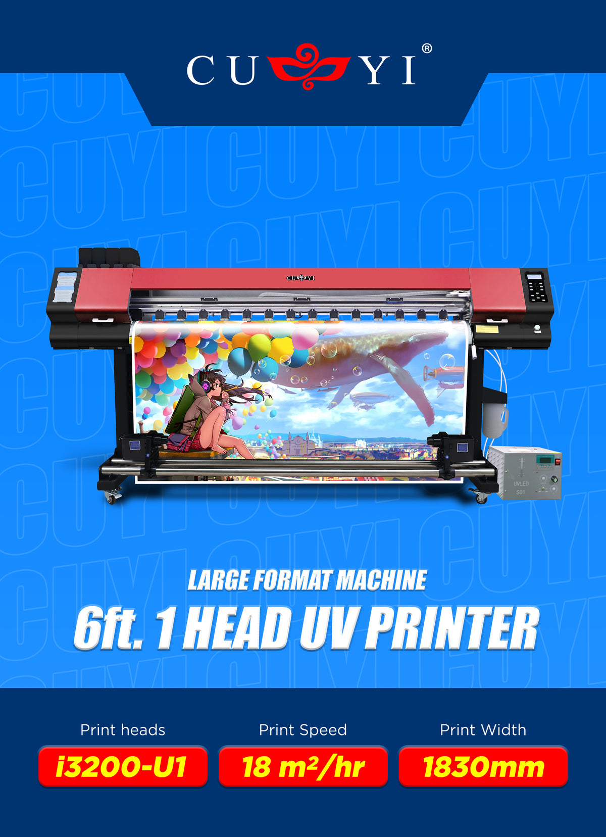 UV Roll to Roll printer 6FT 2000-D3(UV) (i3200-u1 Single head)