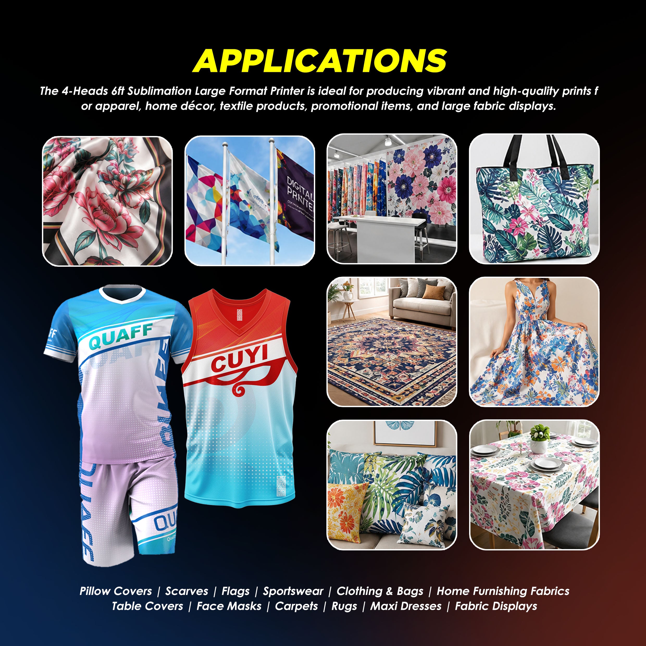 Large Format Sublimation Printer 6FT (1.8M) F1904A (i3200A1 Four Heads)