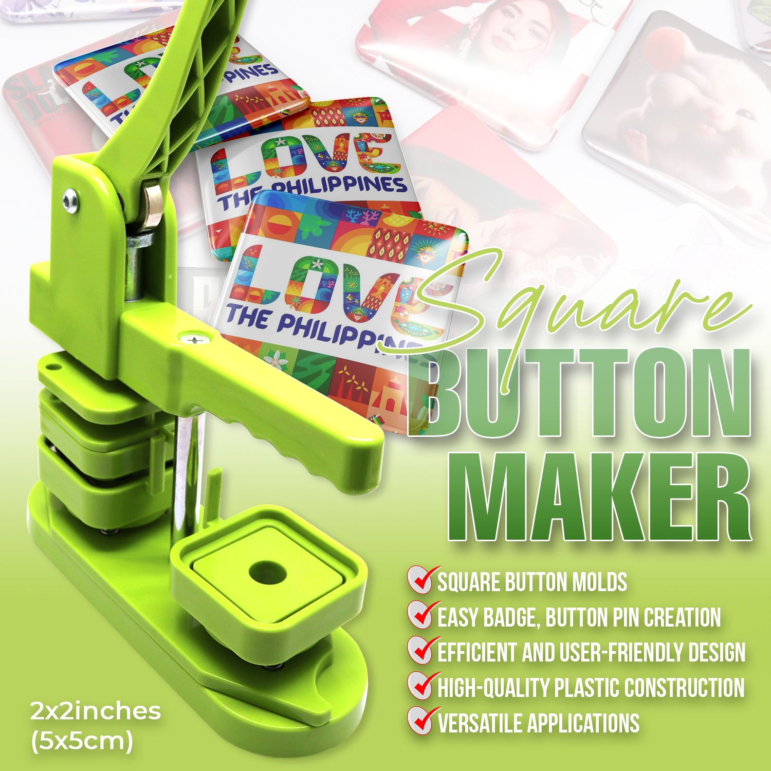 Square Button Maker (2x2in)