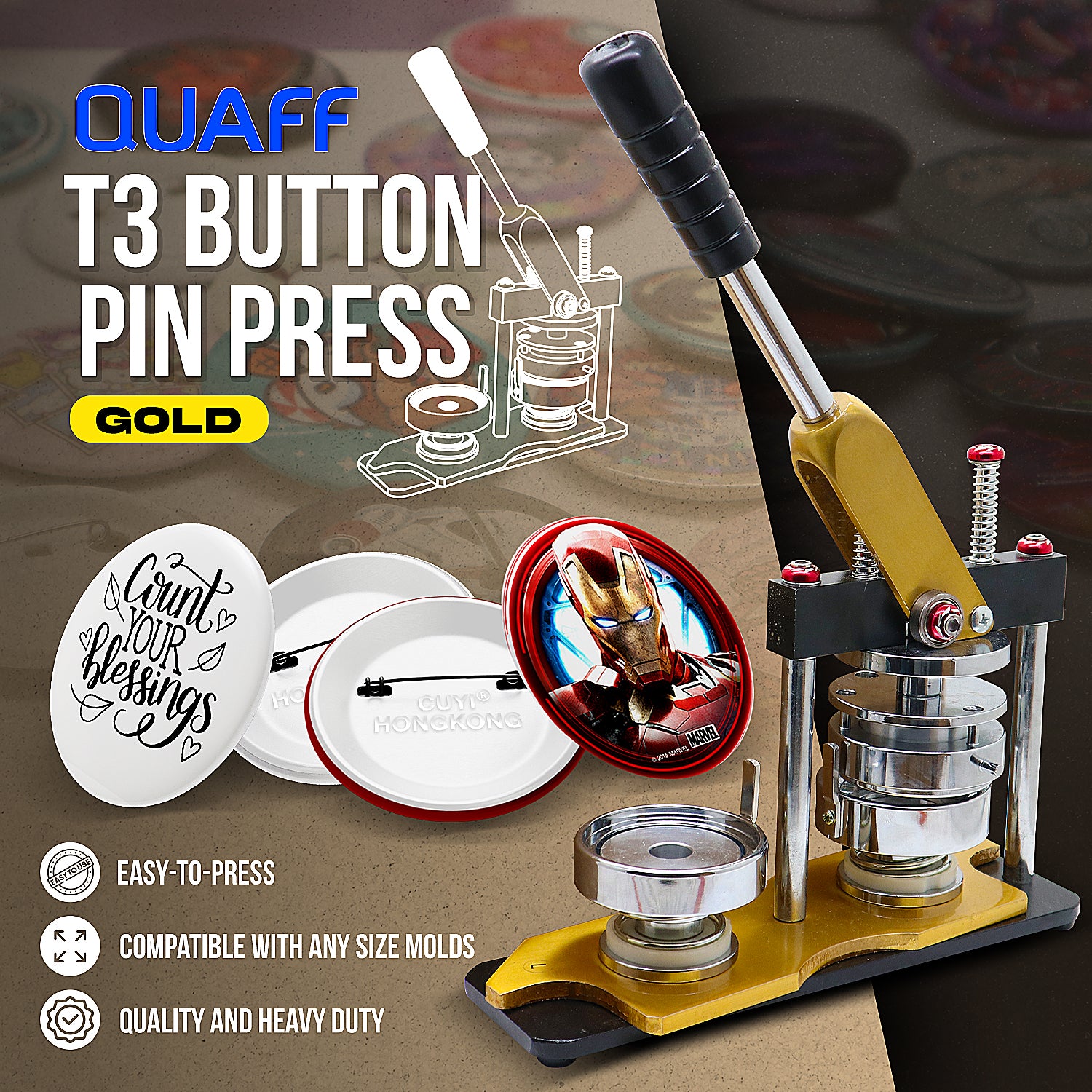 T3 Gold Button Press Machine