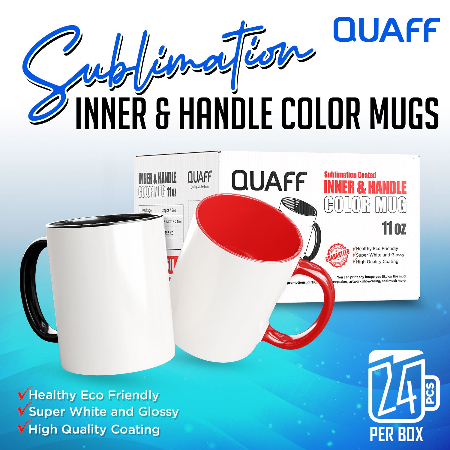 24pcs Quaff Inner & Handle Color Mugs