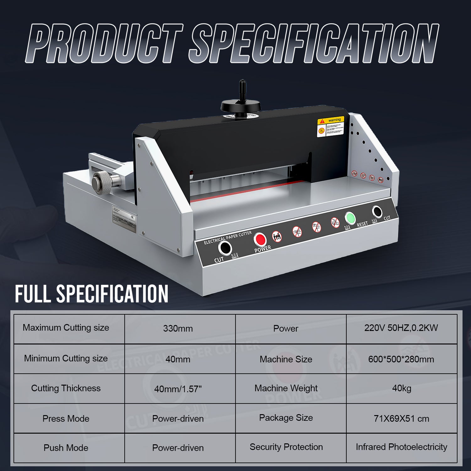 A3 Electric Ream Cutter Machine (330mm/13in) FN-E330D