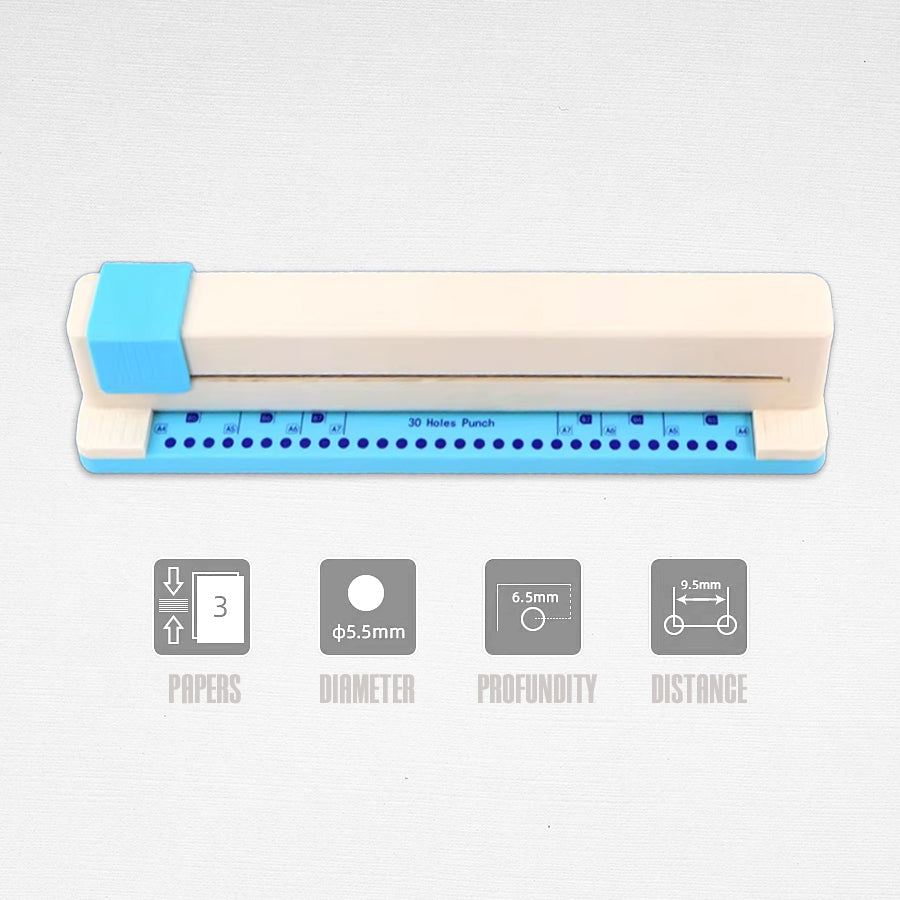 30-Hole Manual Paper Punch Binder (Max 3 sheets)