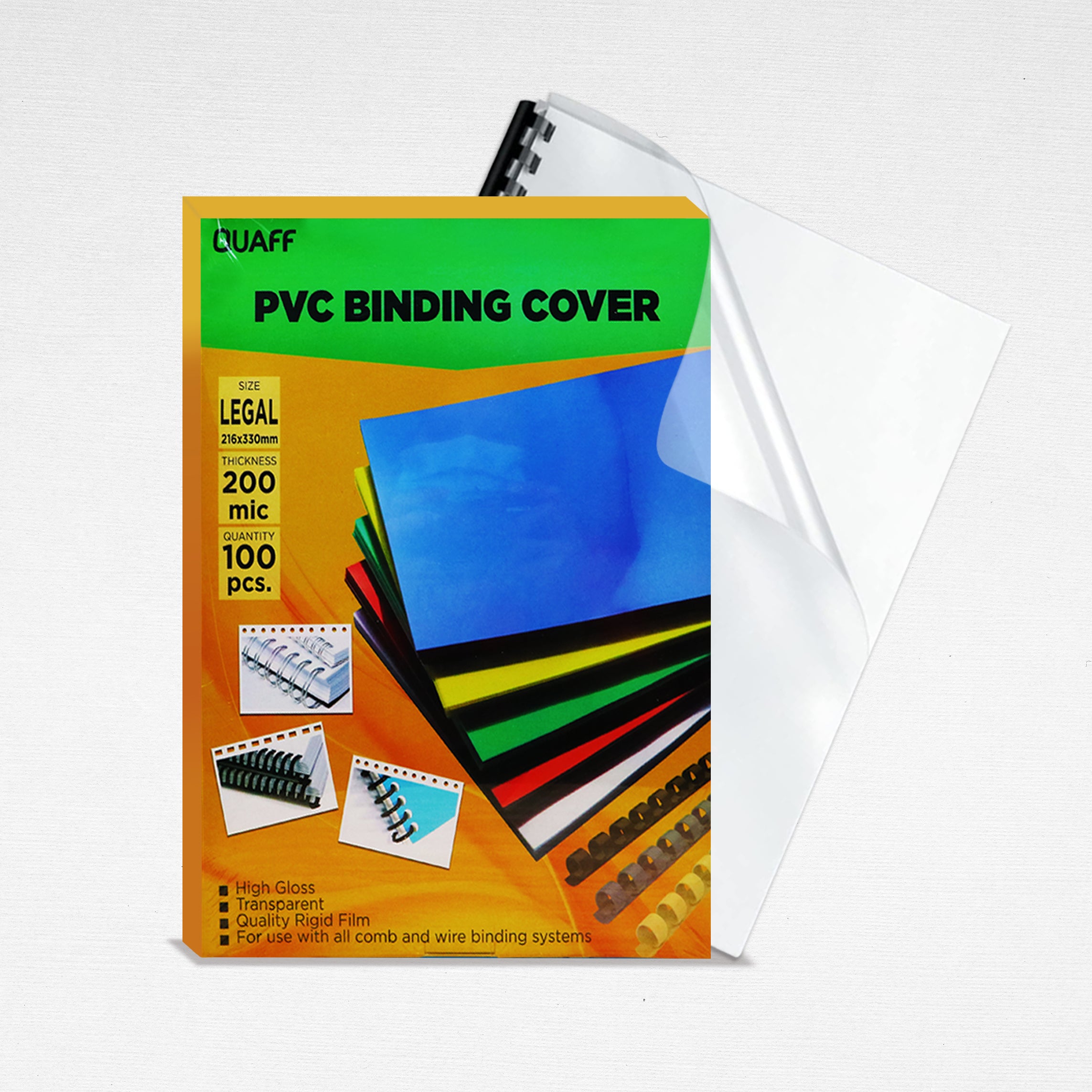 QUAFF 200MIC PVC BINDING COVER CLEAR