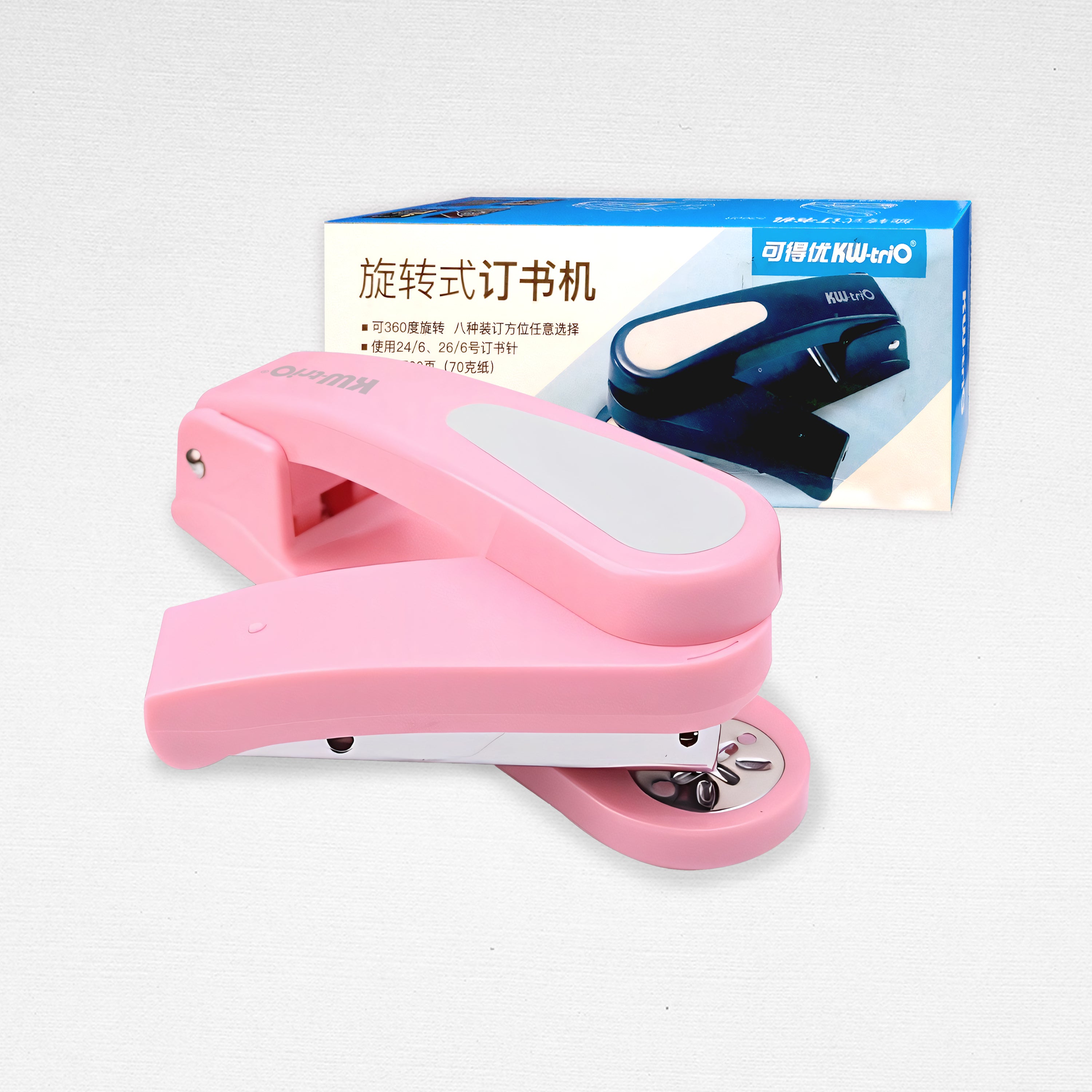 360 Stapler Rotation Heavy Duty Stapler 24/6 Staples Effortless Long Paper Swivel Stapler KW-TRIO