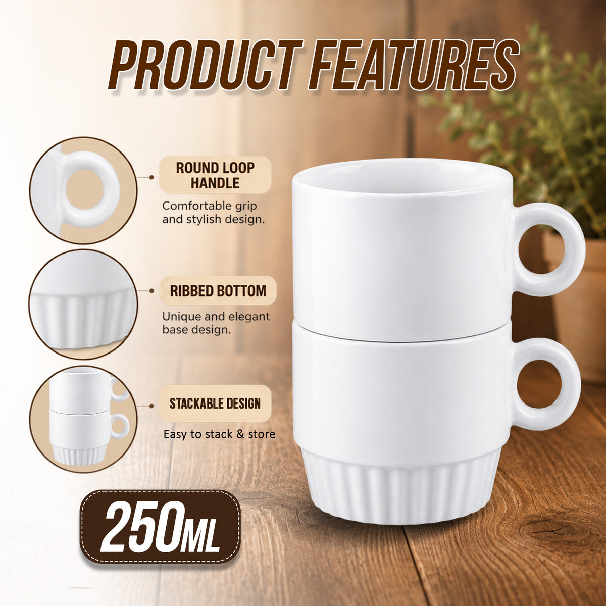 Sublimation Stacking Coffee Mug 250ml