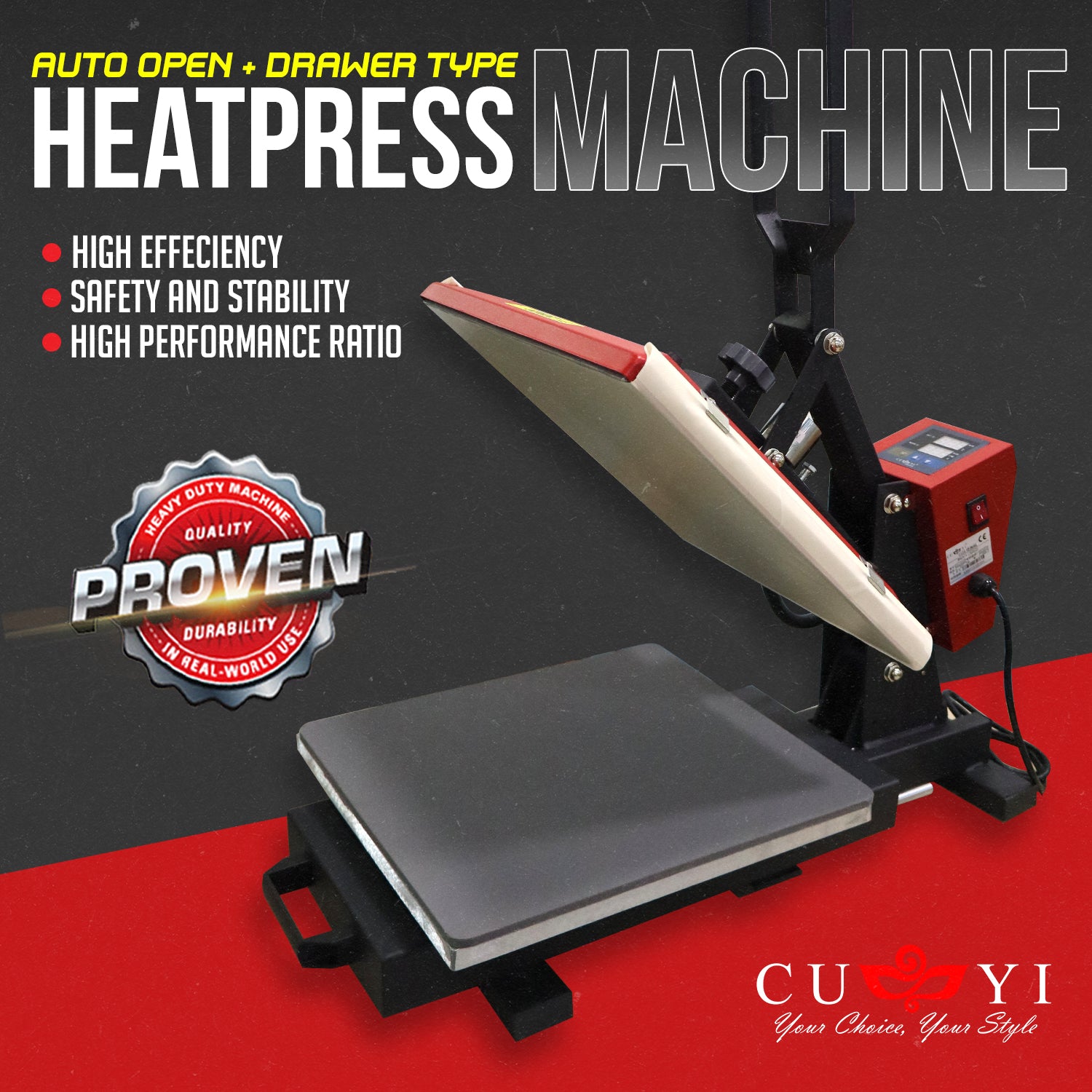 A4 CUYI Auto Open Heat Press Machine Drawer Type