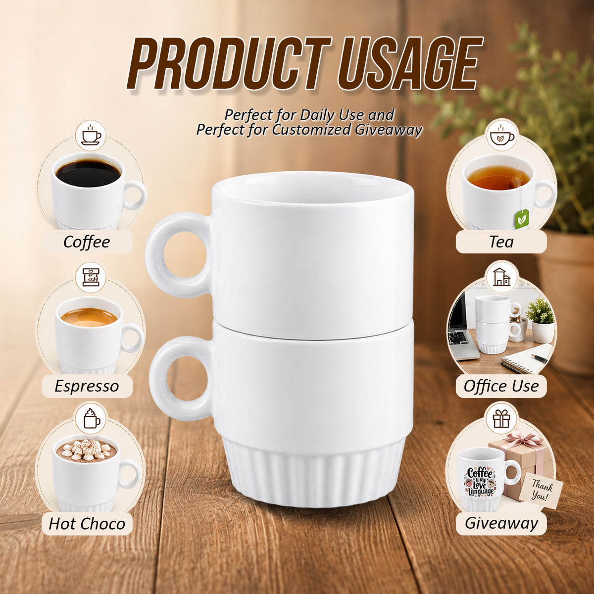 Sublimation Stacking Coffee Mug 250ml
