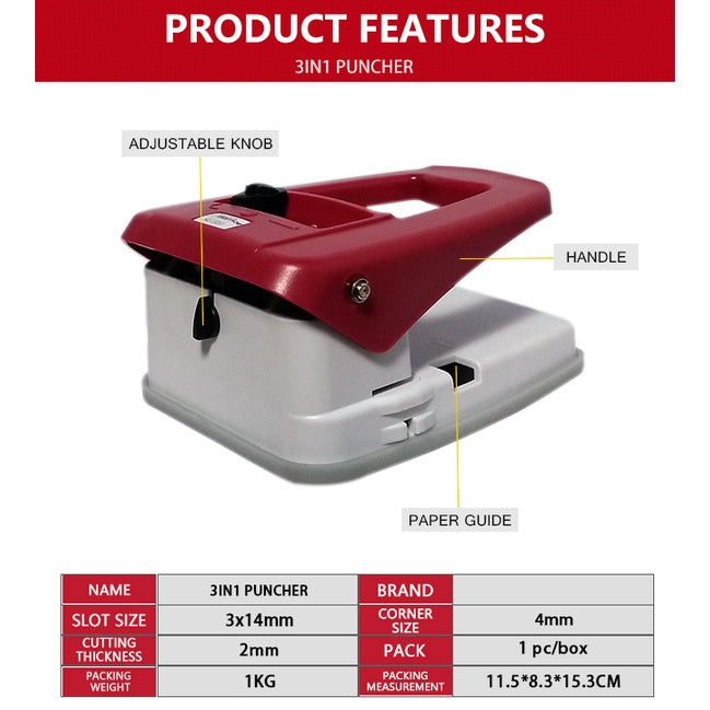 3in1 Warrior Id Puncher Circle-Oblong-Corner 2in1 Oblong-Corner