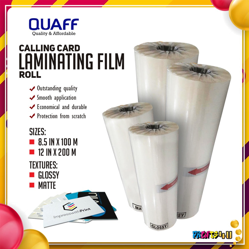 Quaff Calling Card Film 25 Micron Hot Lamination Process 8.5 Inches & 12 100 Meter