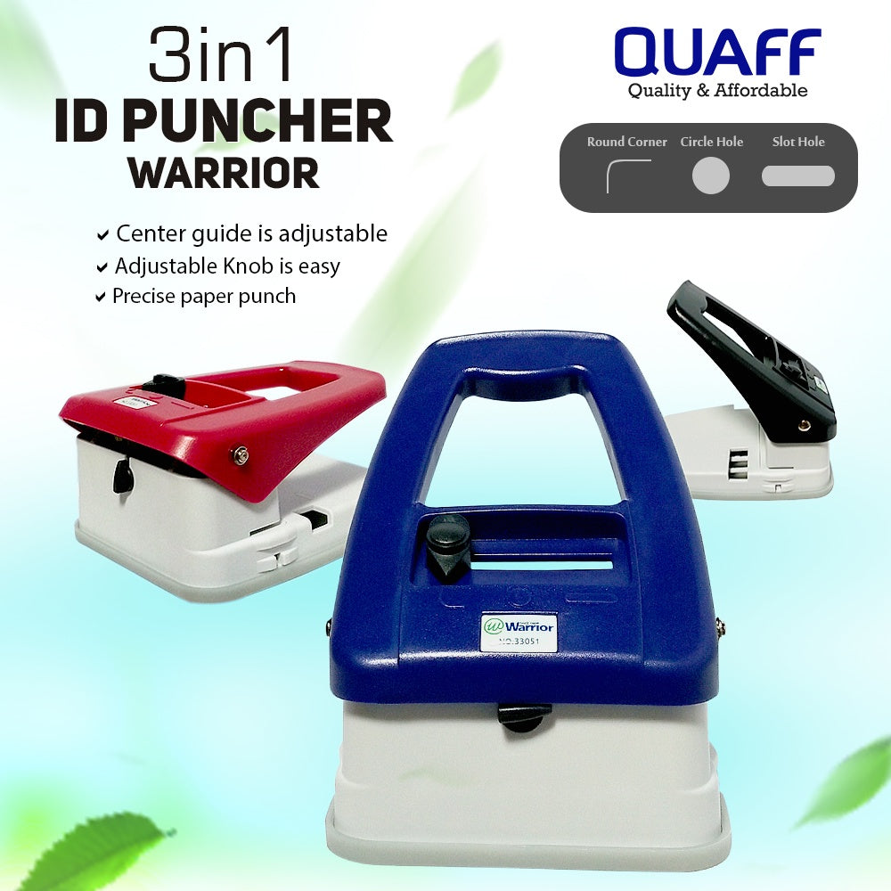 3in1 Warrior Id Puncher Circle-Oblong-Corner 2in1 Oblong-Corner