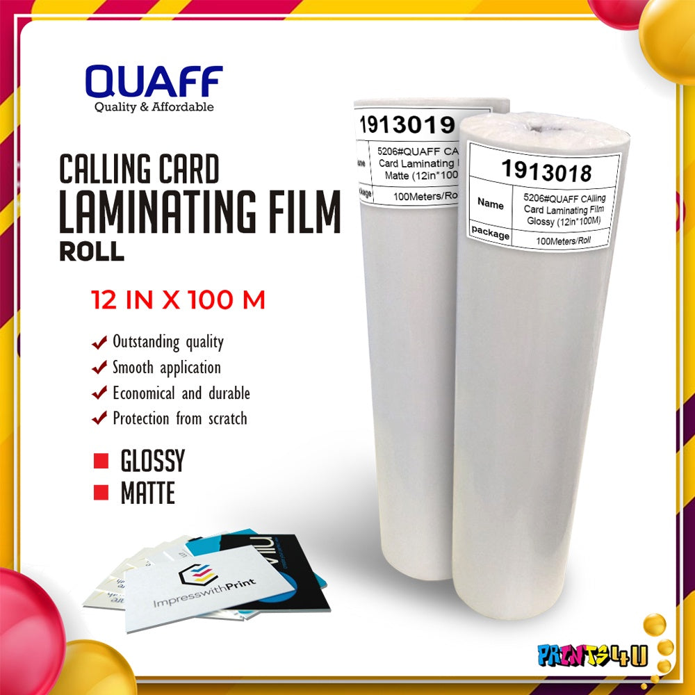 Quaff Calling Card Film 25 Micron Hot Lamination Process 8.5 Inches & 12 100 Meter
