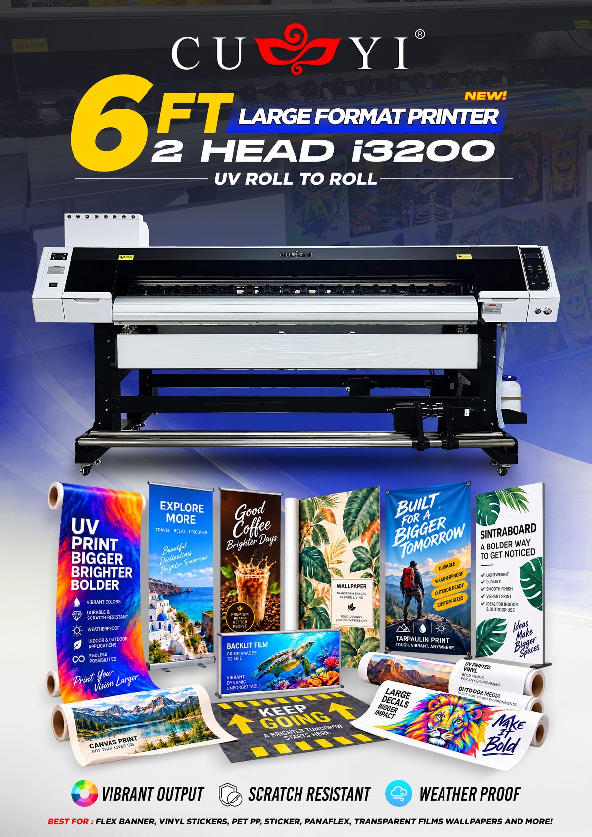 6ft Dual Heads UV Large Format Printer RTR