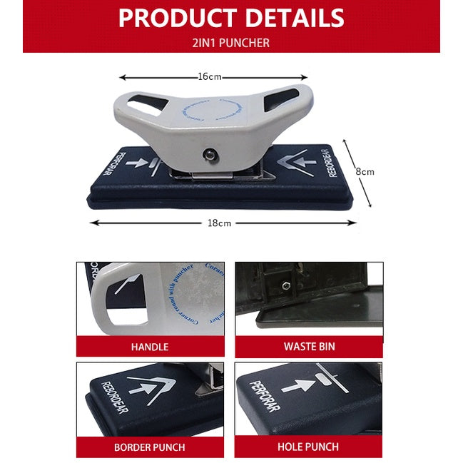 3in1 Warrior Id Puncher Circle-Oblong-Corner 2in1 Oblong-Corner