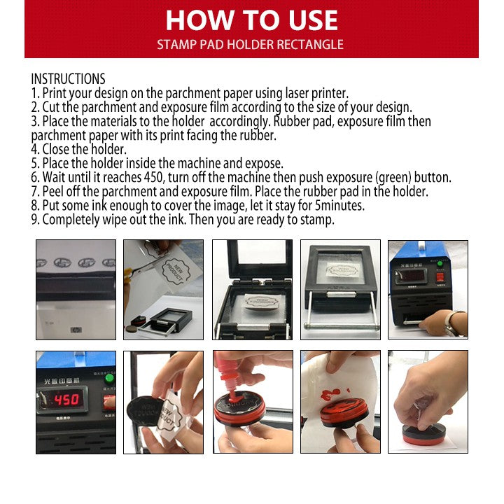 Blank Printable Photosensitive Crystal Rubber Stamp Pad And Case For School Company Use