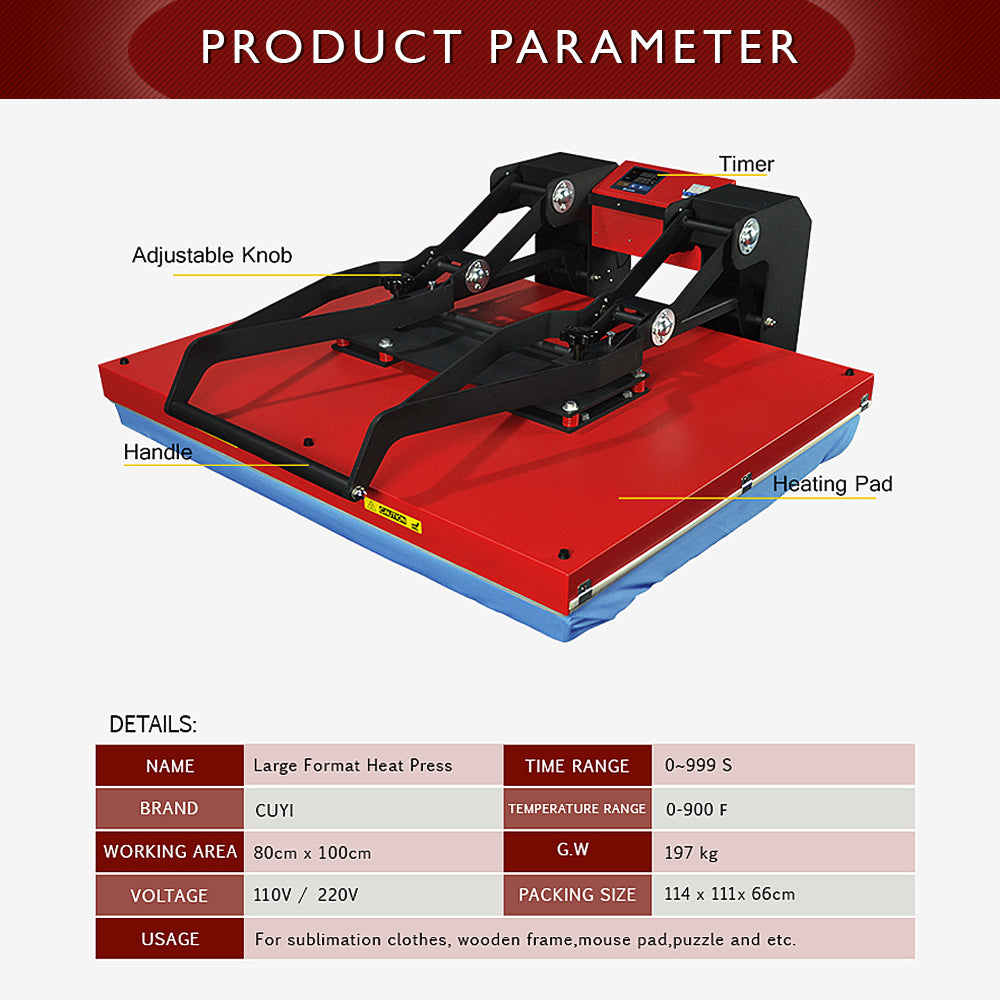 CUYI (80*100CM) HEAVY DUTY DRAWER TYPE High Press Red WITH STAND