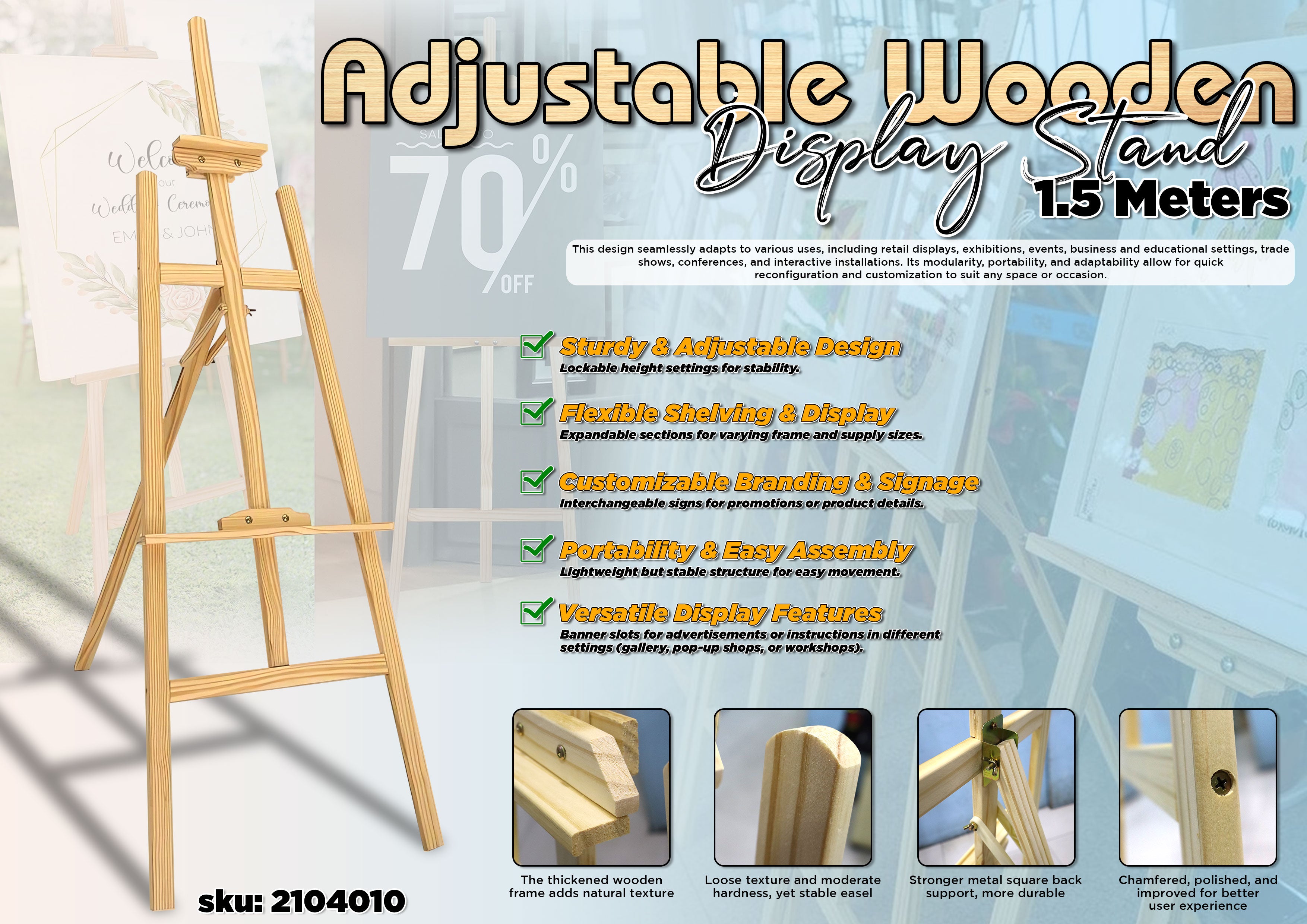 1.5 Meters Display Stand Art Supplies Sketch Wooden Frame