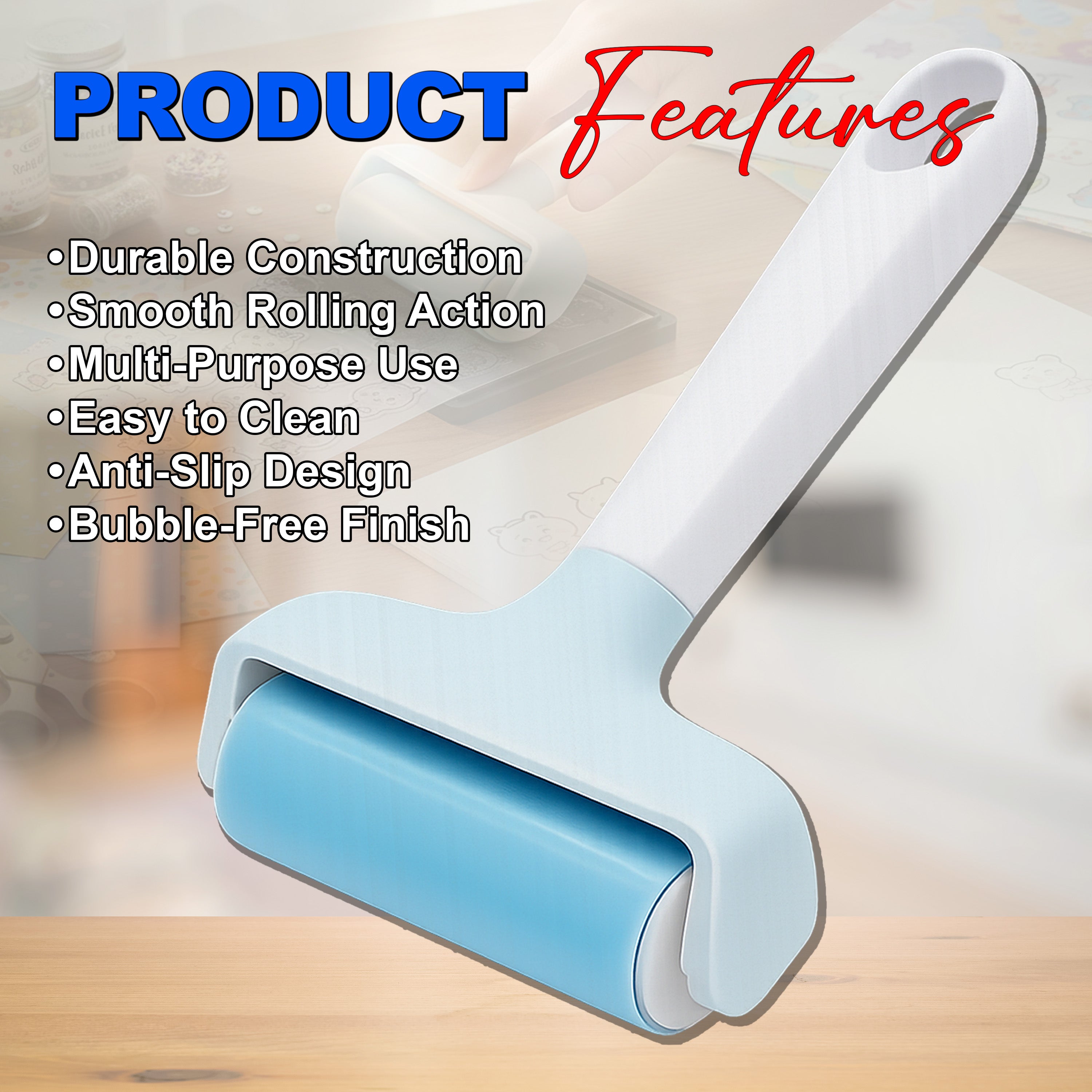 3.7inch Rubber Roller Blue