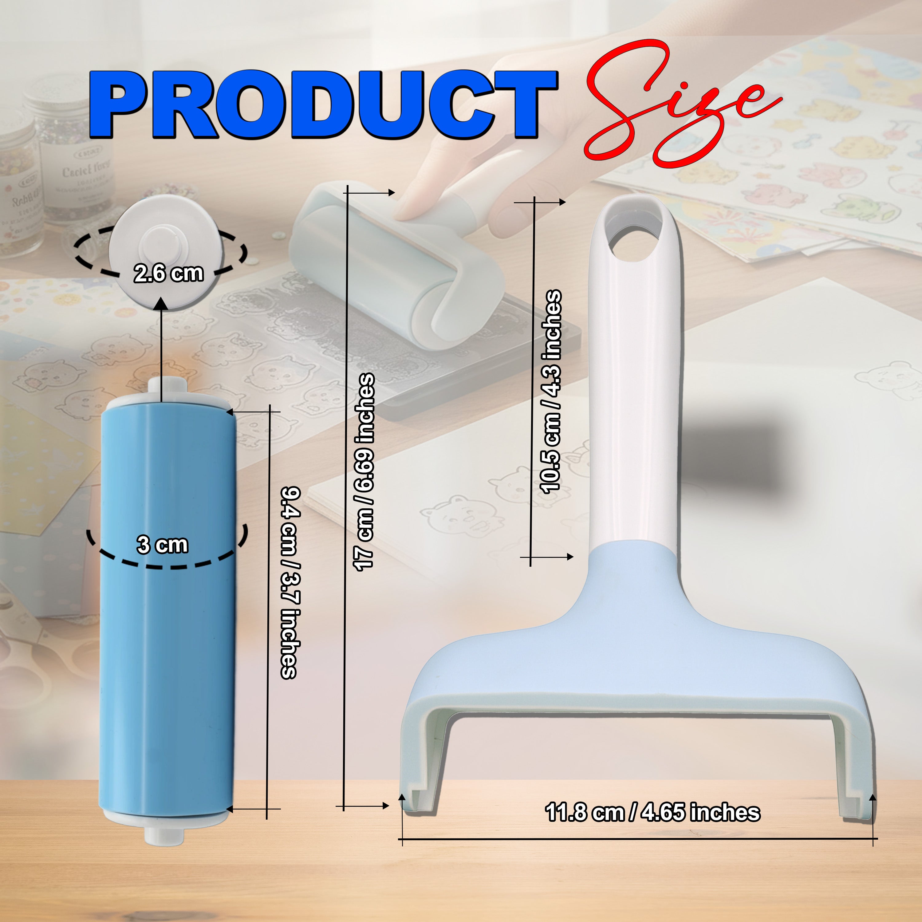 3.7inch Rubber Roller Blue