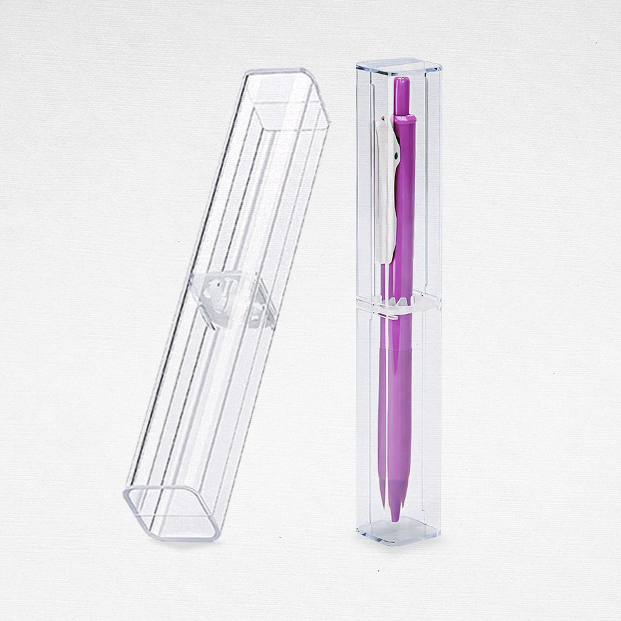 Transparent Single Ballpen Case Clear Acrylic Ballpoint Pen Case for Giveaways