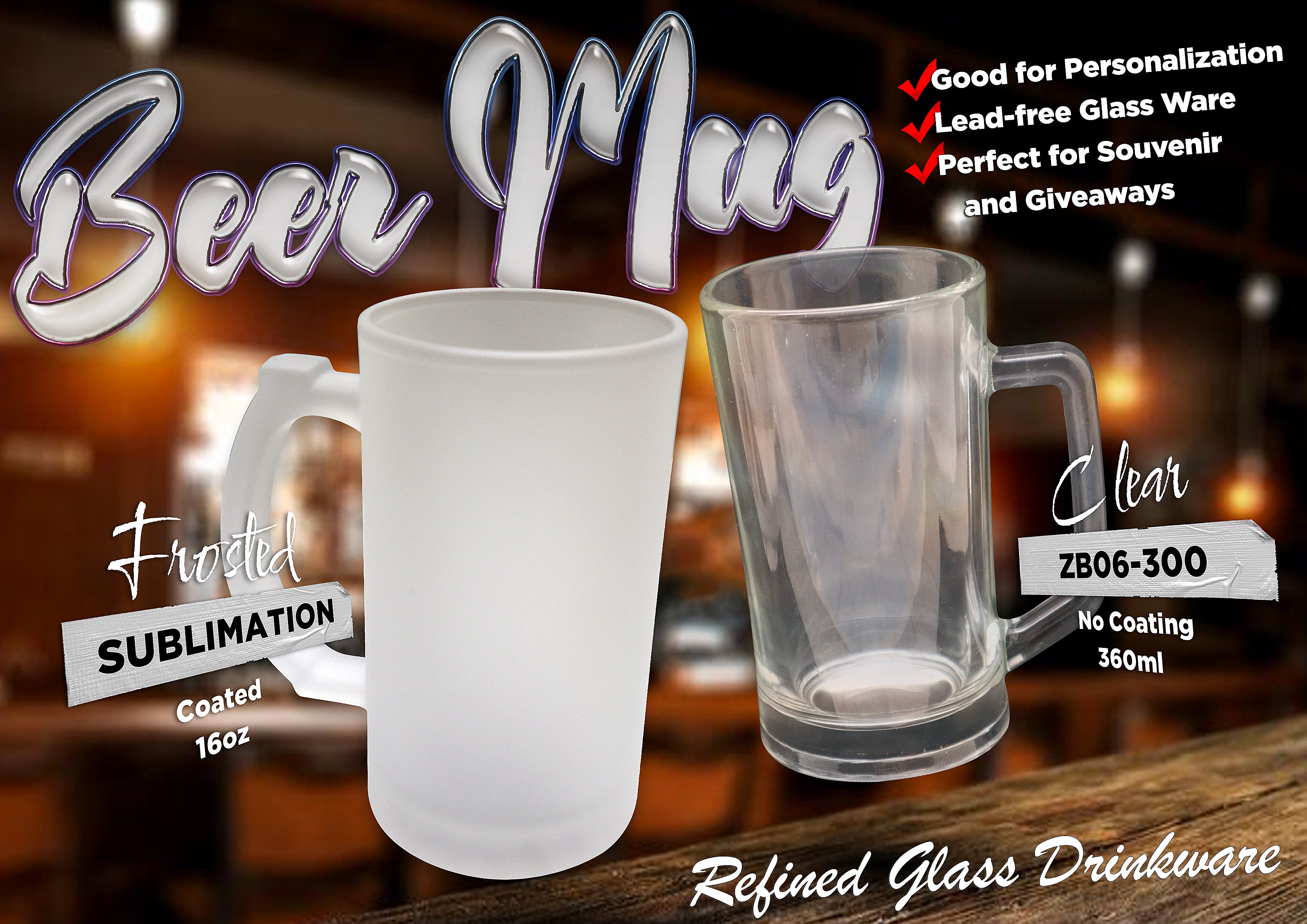 Beer Mug Frosted / Clear