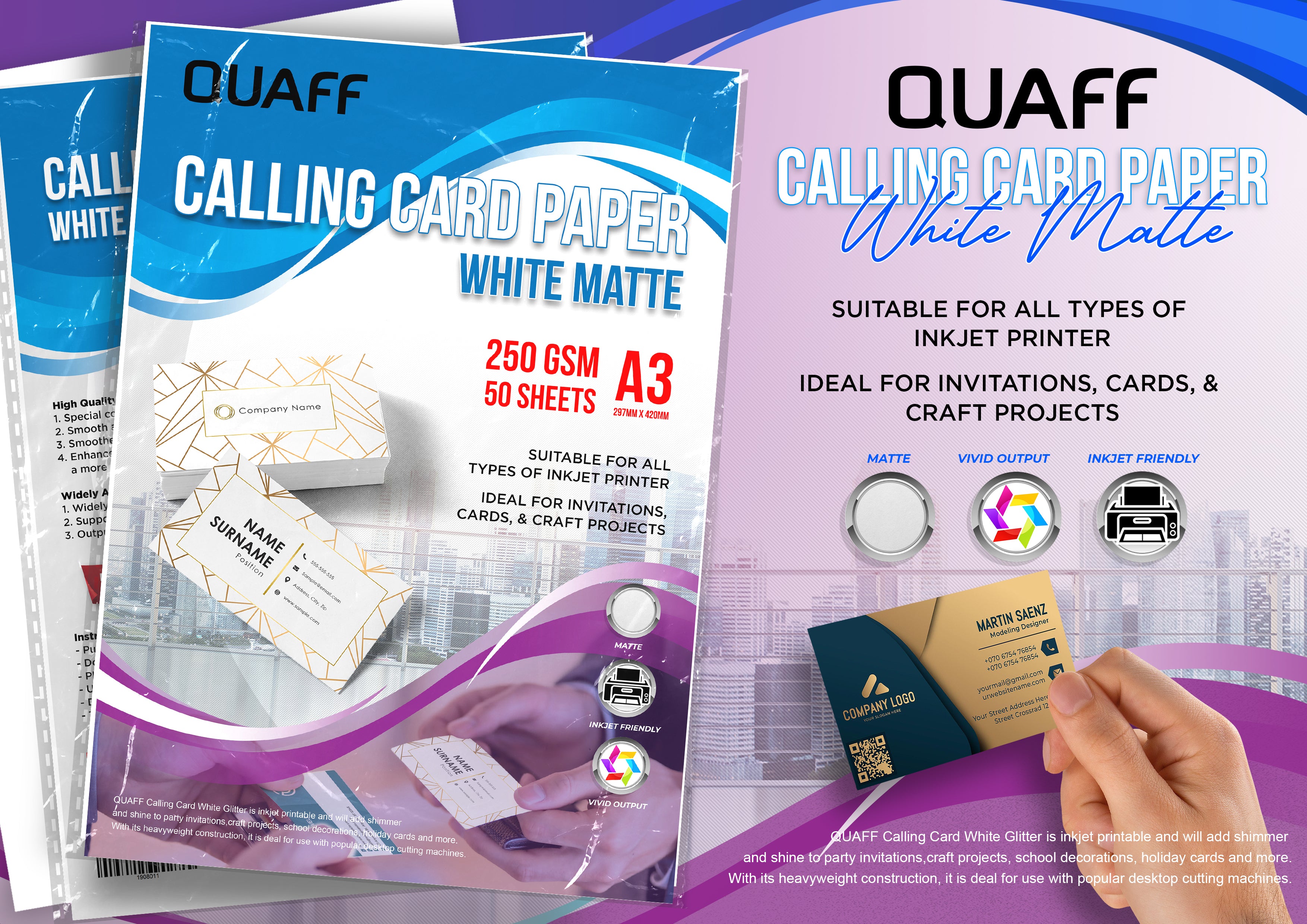 Calling Card Paper White Matte A3