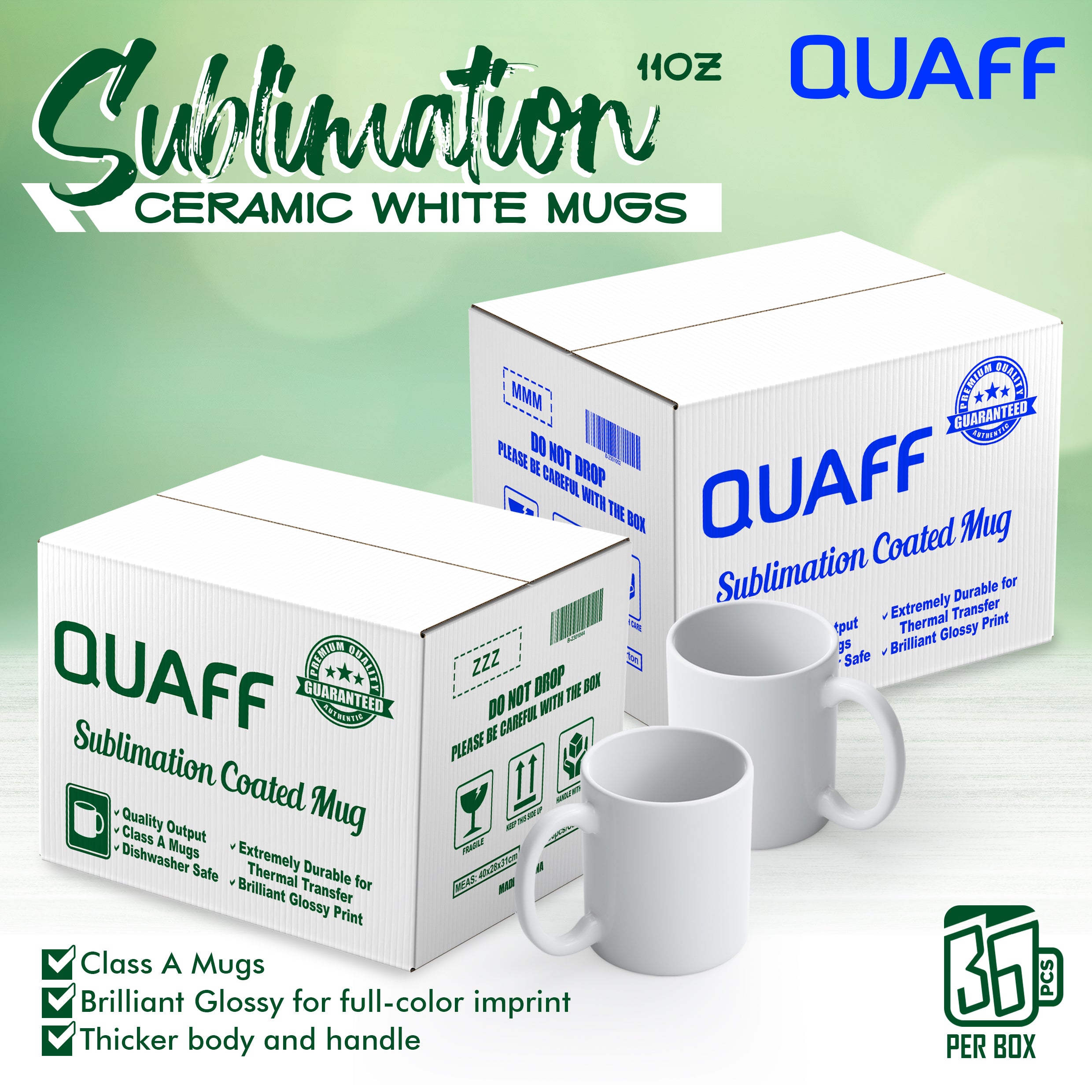 Sublimation White Mugs 11oz QUAFF