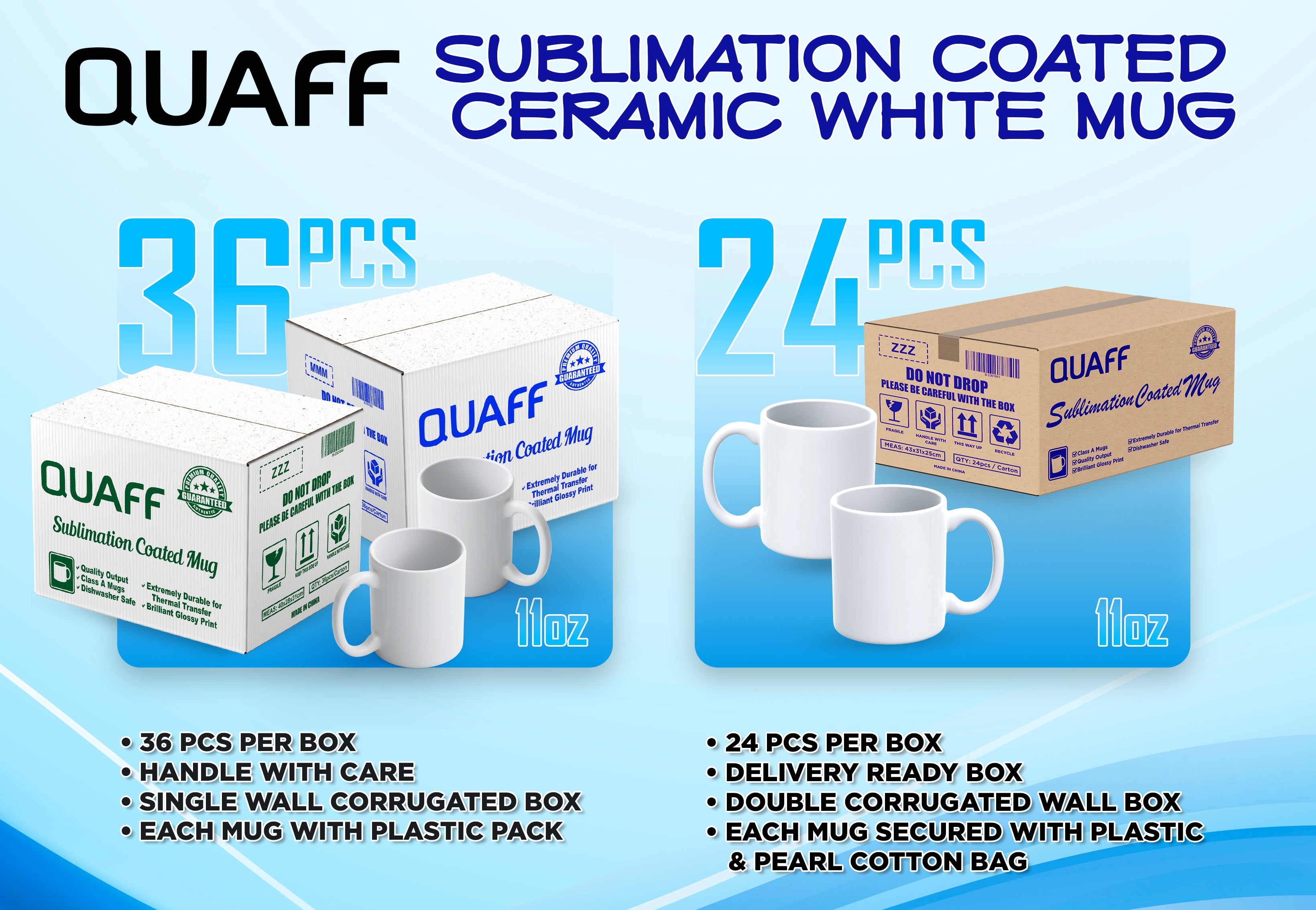 Sublimation White Mugs 11oz QUAFF