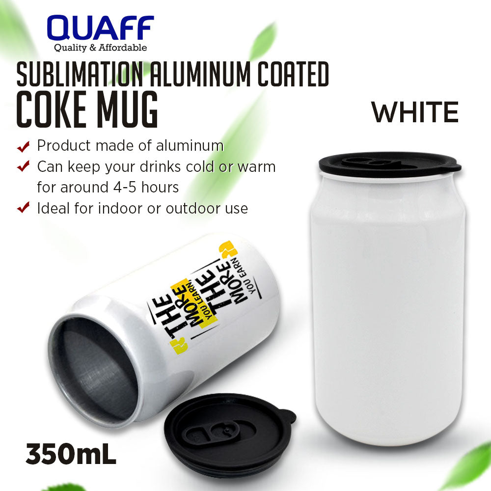 Quaff Sublimation Coated Aluminum Coke Mug White 350ml