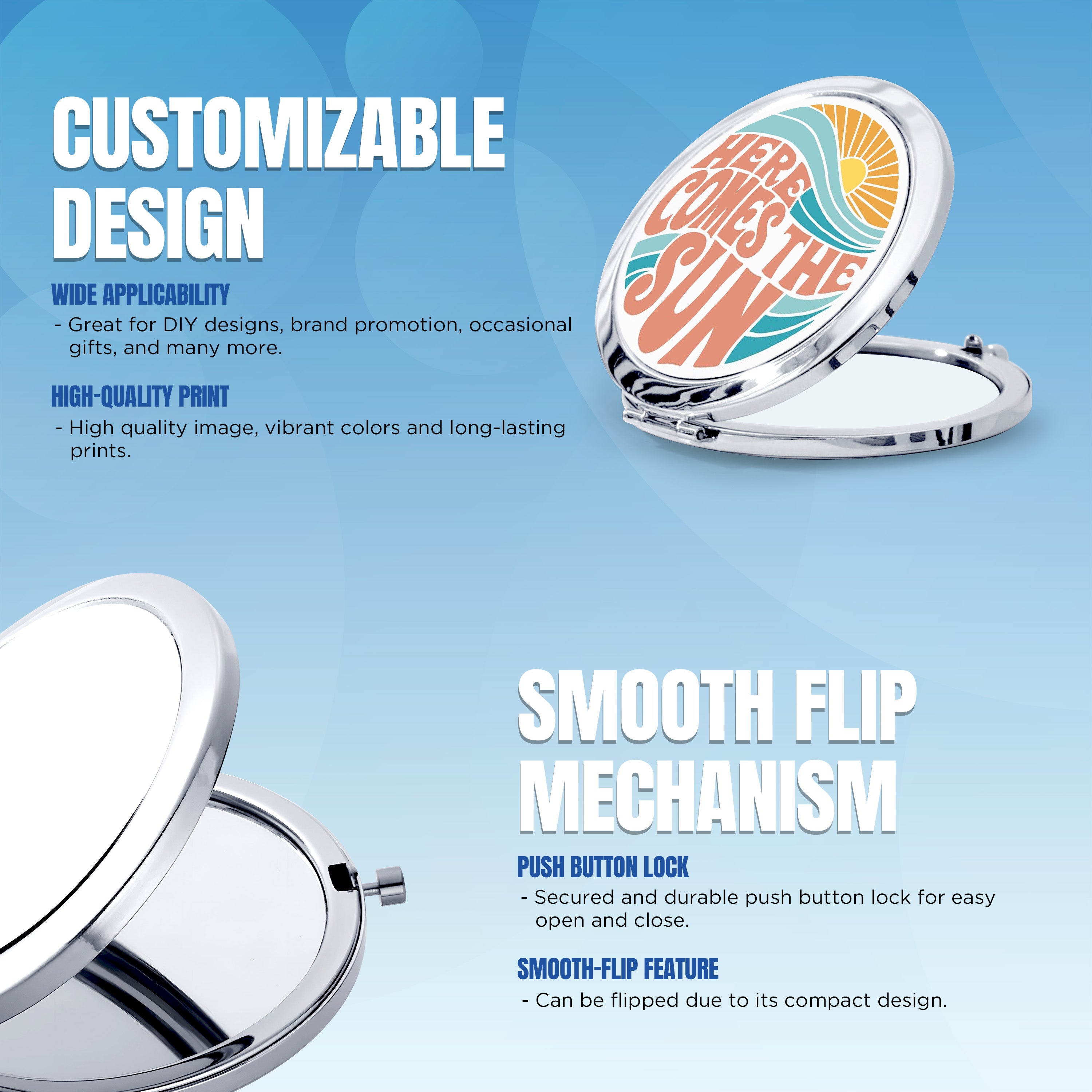 Sublimation Portable Compact Mirror 2.4 inch (Silver)