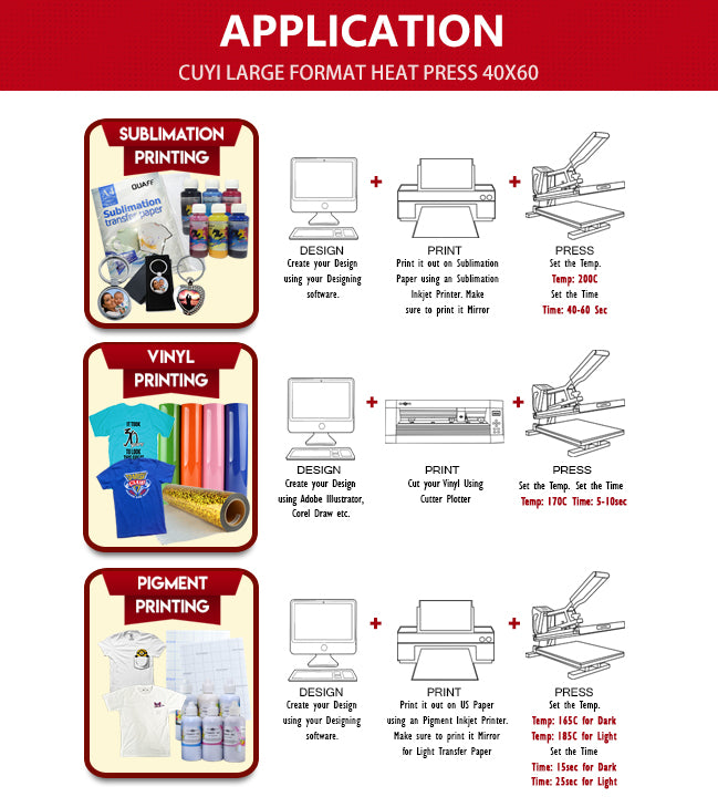 CUYI Large Format Heat Press Machine (40x60cm)