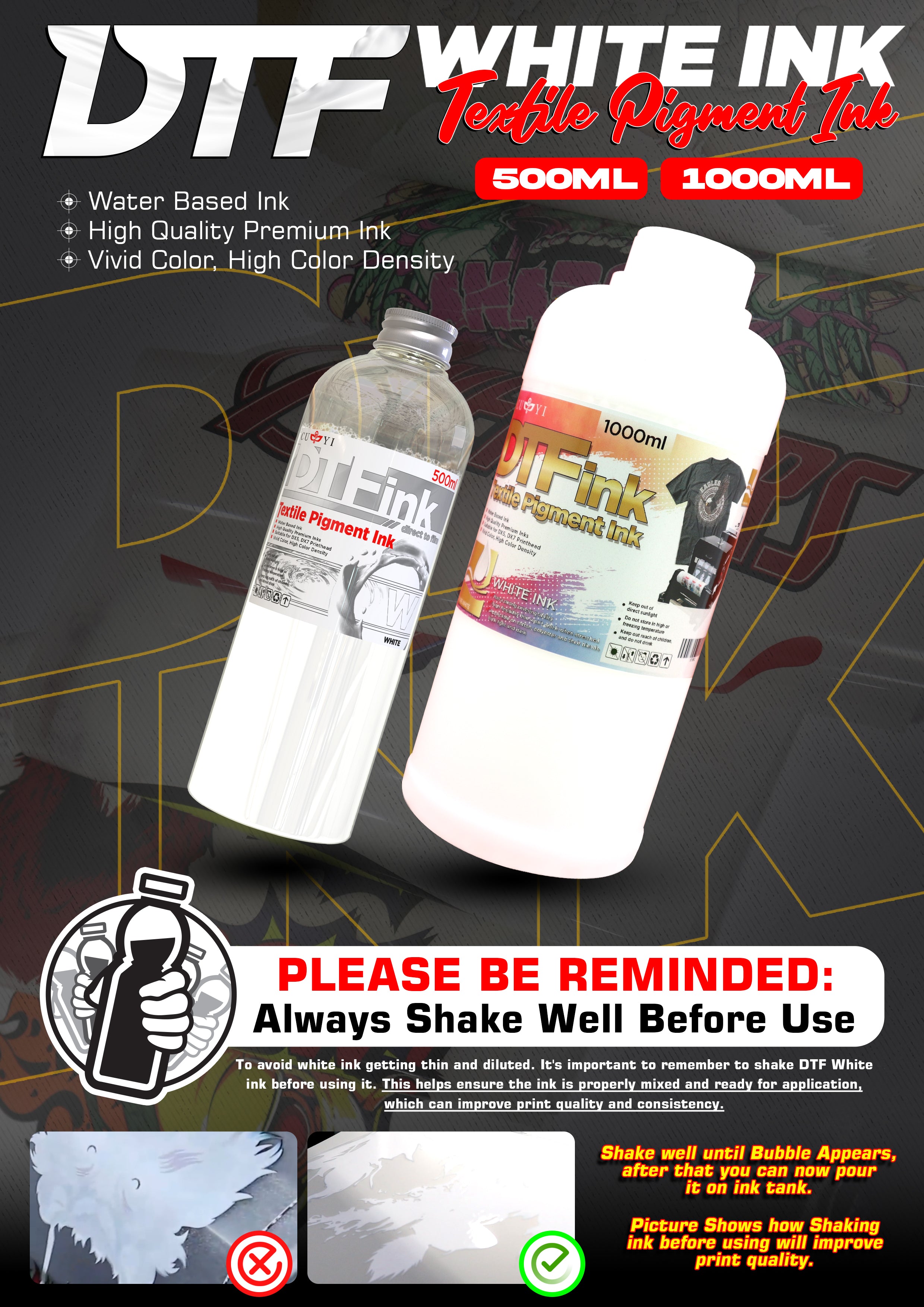 DTF Textile Pigment Ink 1L