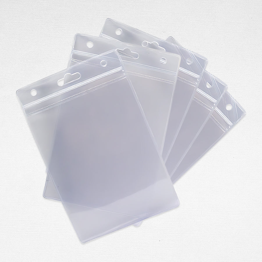 5 Pcs A6 Id Card Holder Case With Zip Lock Waterproof Vertical