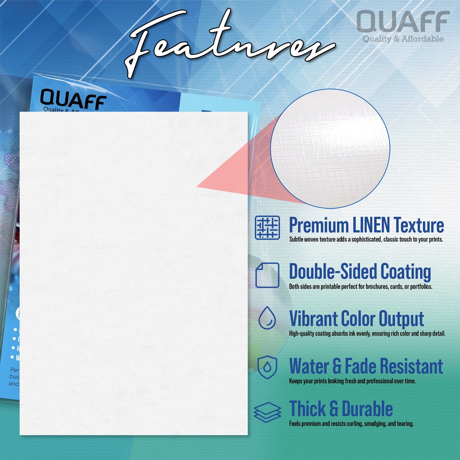 QUAFF Double Sided Photo Paper Linen 260GSM A4(50s)