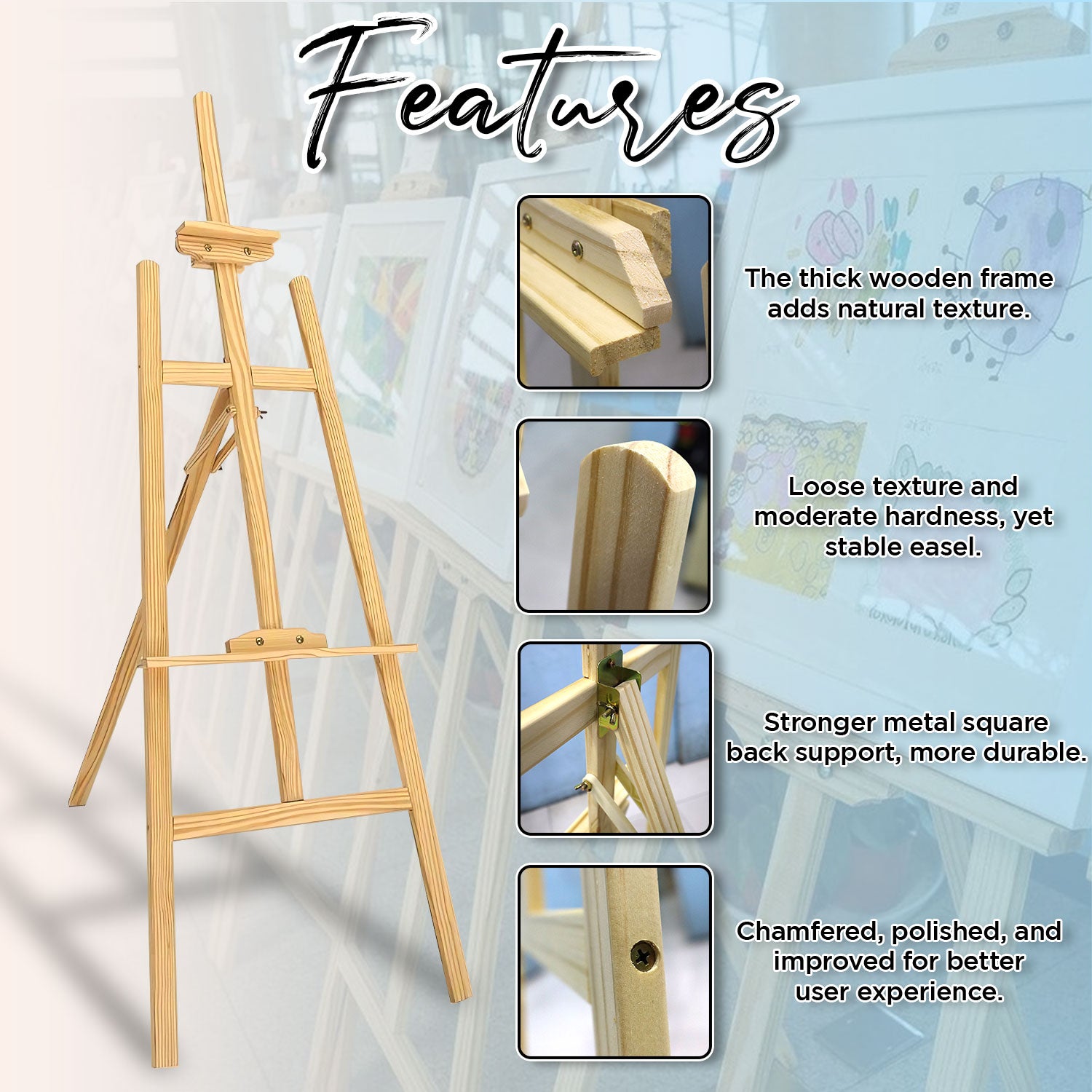 1.5 Meters Display Stand Art Supplies Sketch Wooden Frame