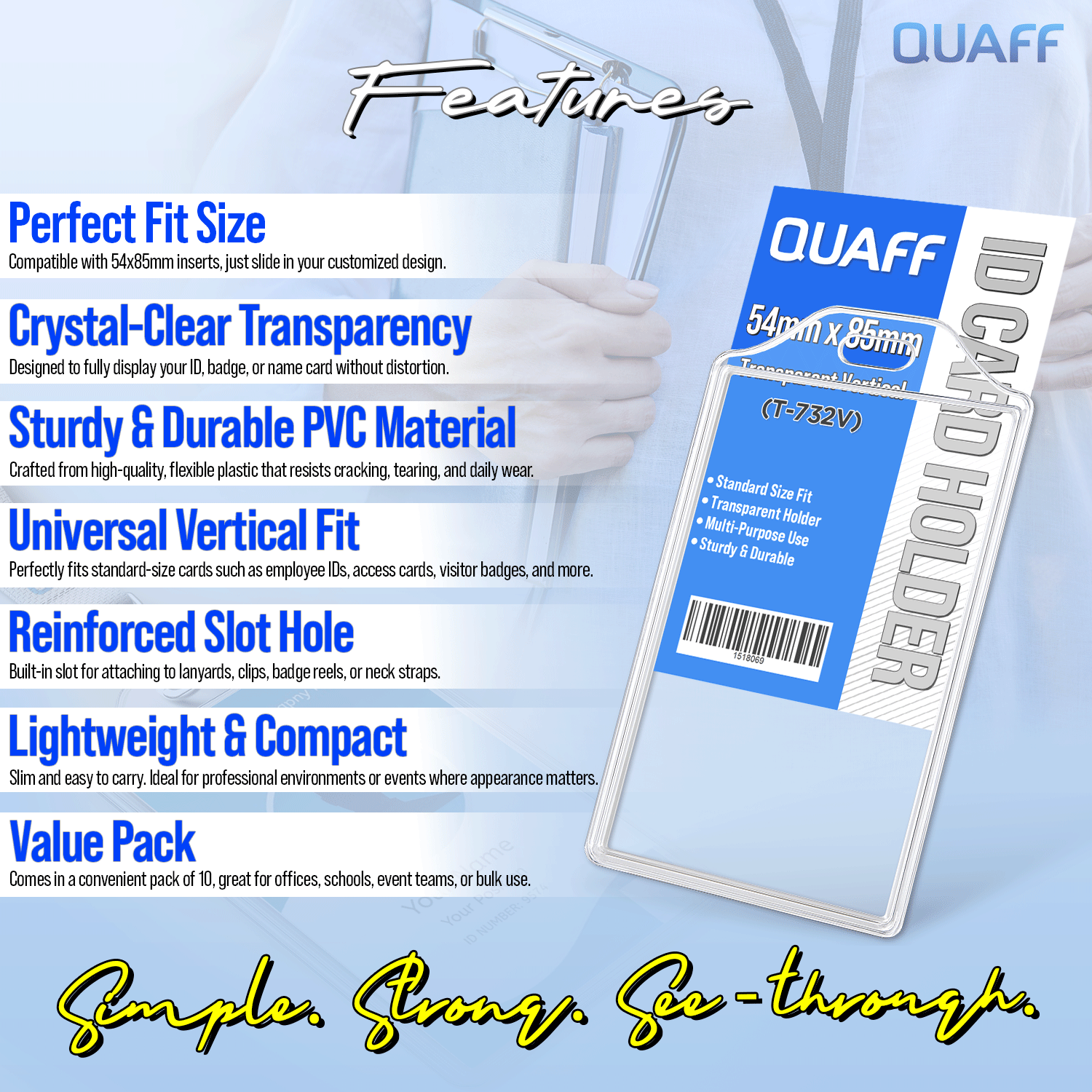 Clear ID Card Holder Vertical T-732V ID Sleeve ID Protector 54x85mm (10pcs )