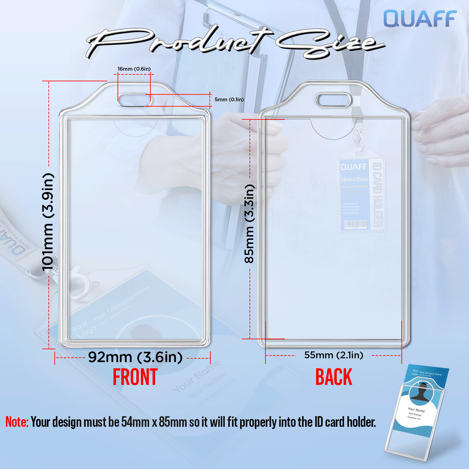 Clear ID Card Holder Vertical T-732V ID Sleeve ID Protector 54x85mm (10pcs )