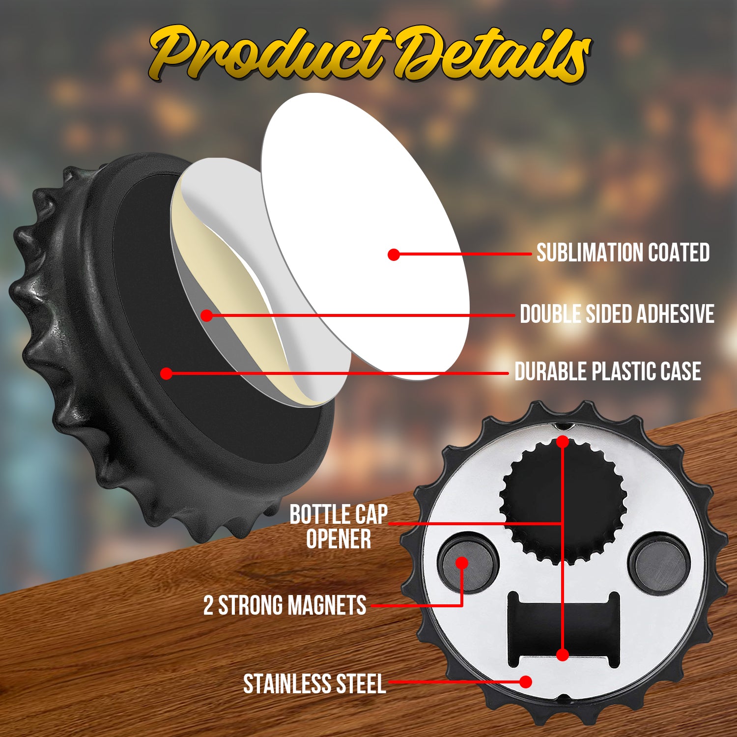 Sublimation Ref Magnet Steel Bottle Opener