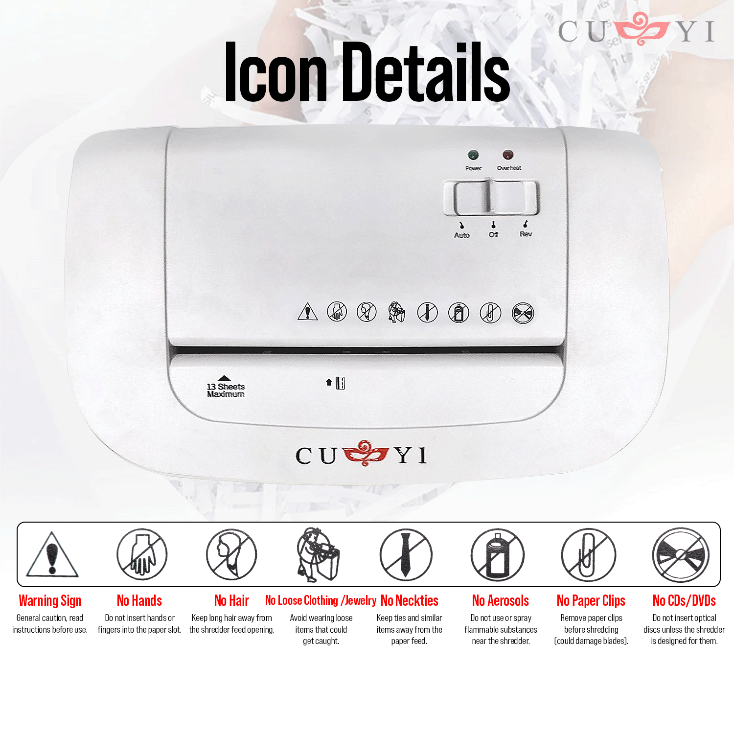 CUYI 20L Automatic Paper Shredder Machine A4 12 Sheets 🆕