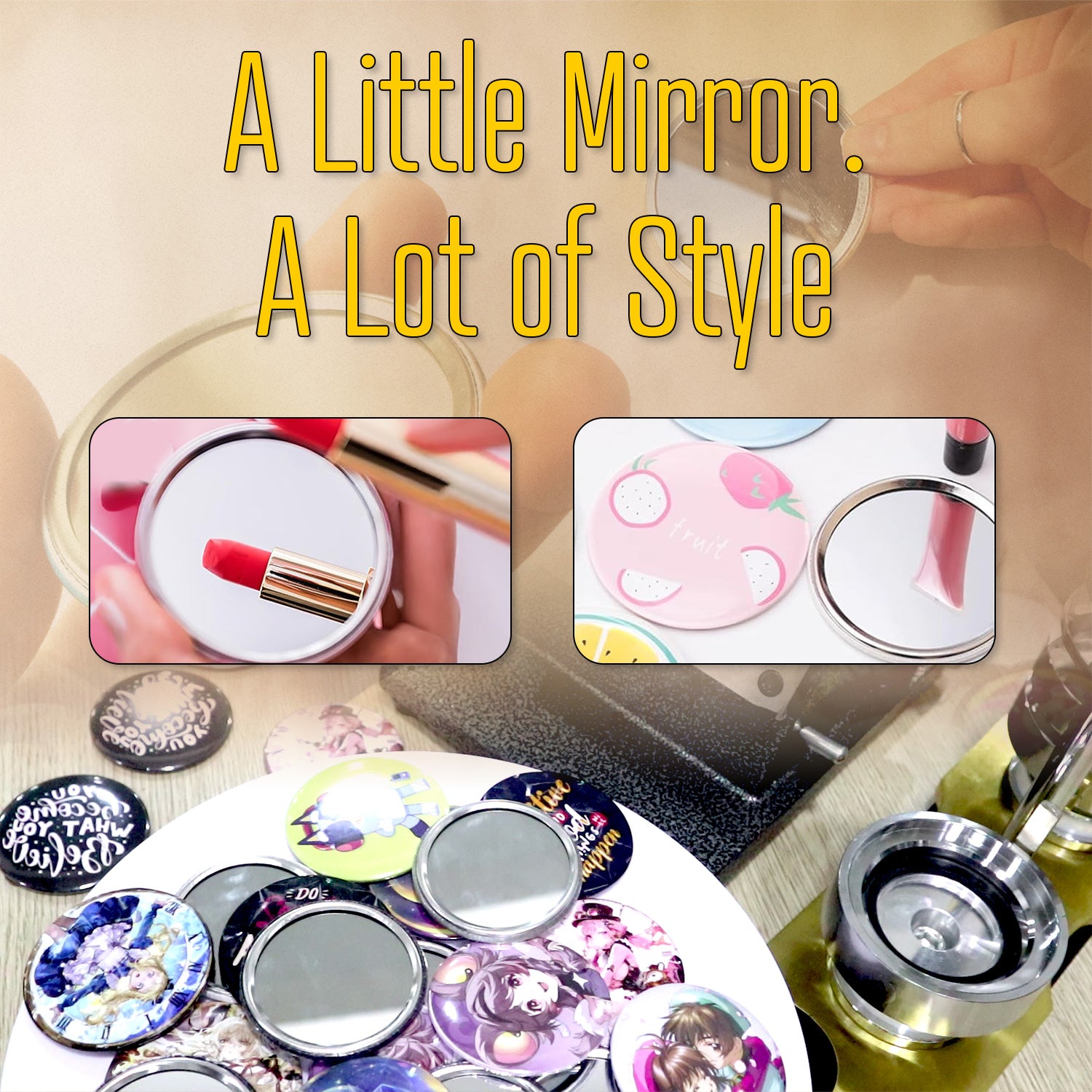 CUYI 58mm Cosmetic Mirror Blank Button Badge (100pcs/set)