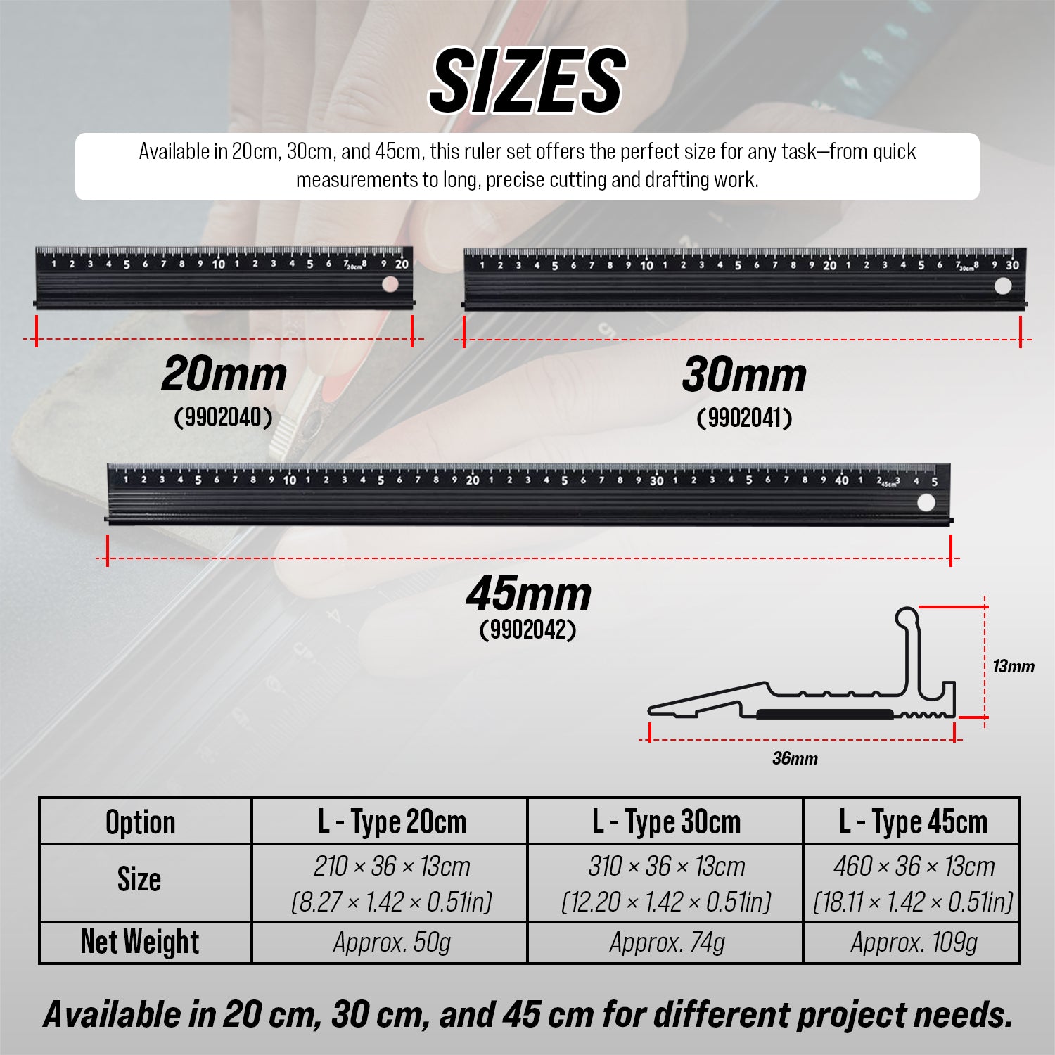 Aluminum Alloy Anti-Slip Ruler