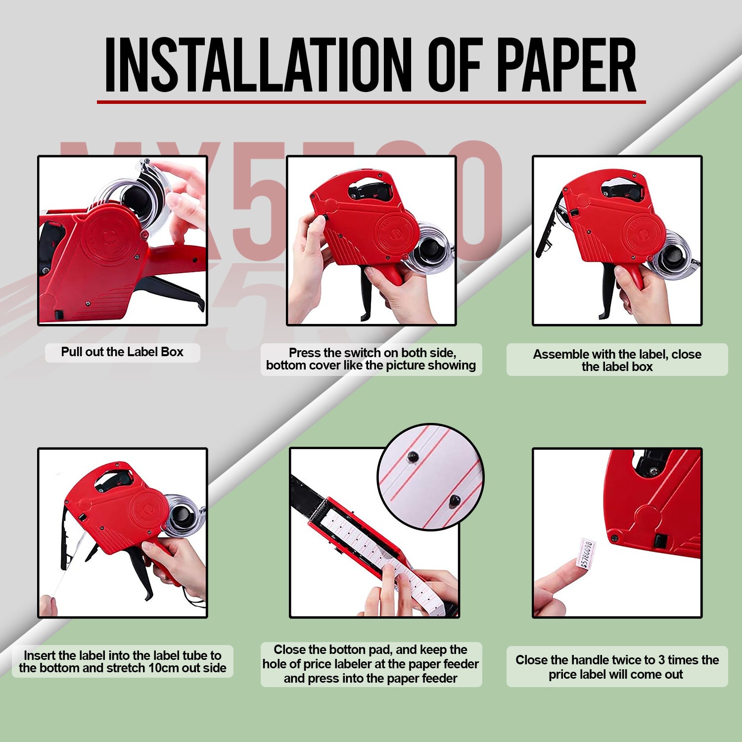 MX-5500 Price Tag Gun 8-digits with paper price label