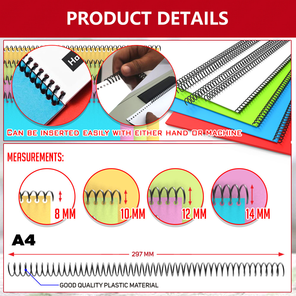 PLASTIC Spiral Binding Coil 100pcs/pack