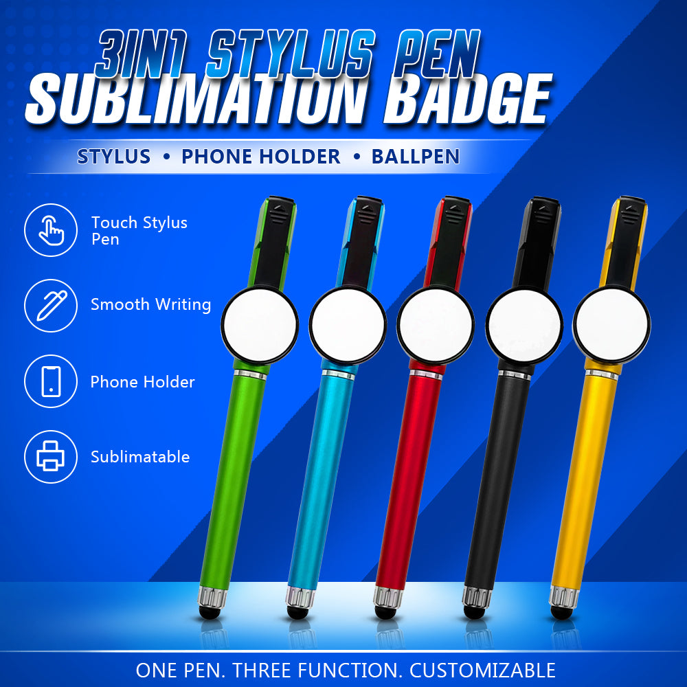 Sublimation Badge 3in1 Stylus Pen (black ink 1mm)